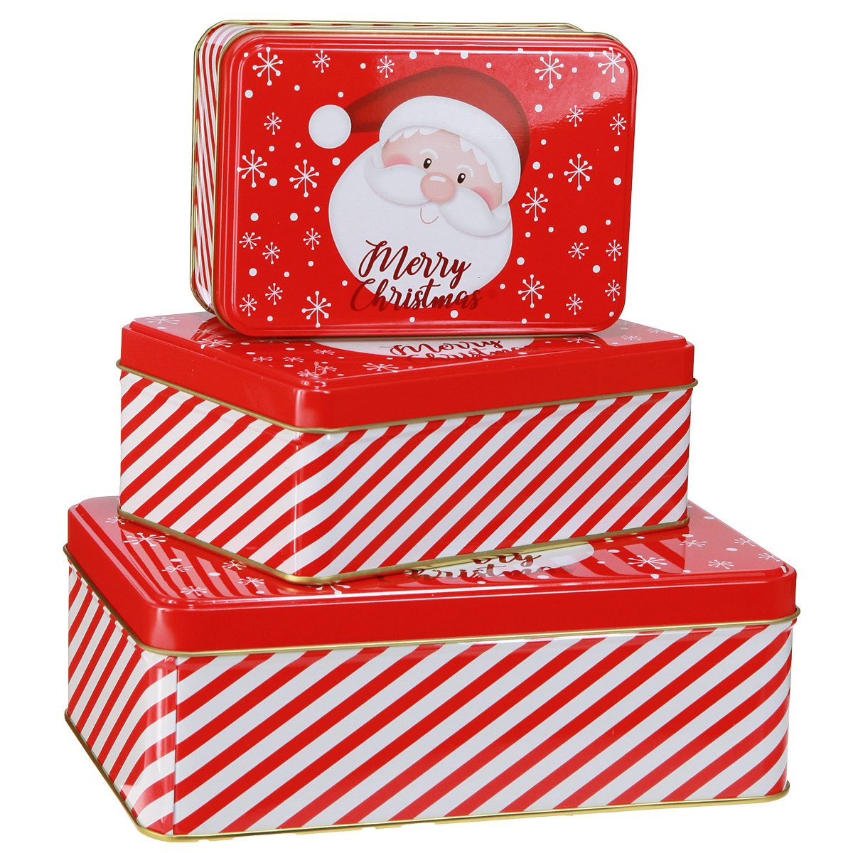Weihnachtsmann Keksdosen Weihnachten Merry Christmas Set 3er Rot-Weiß
