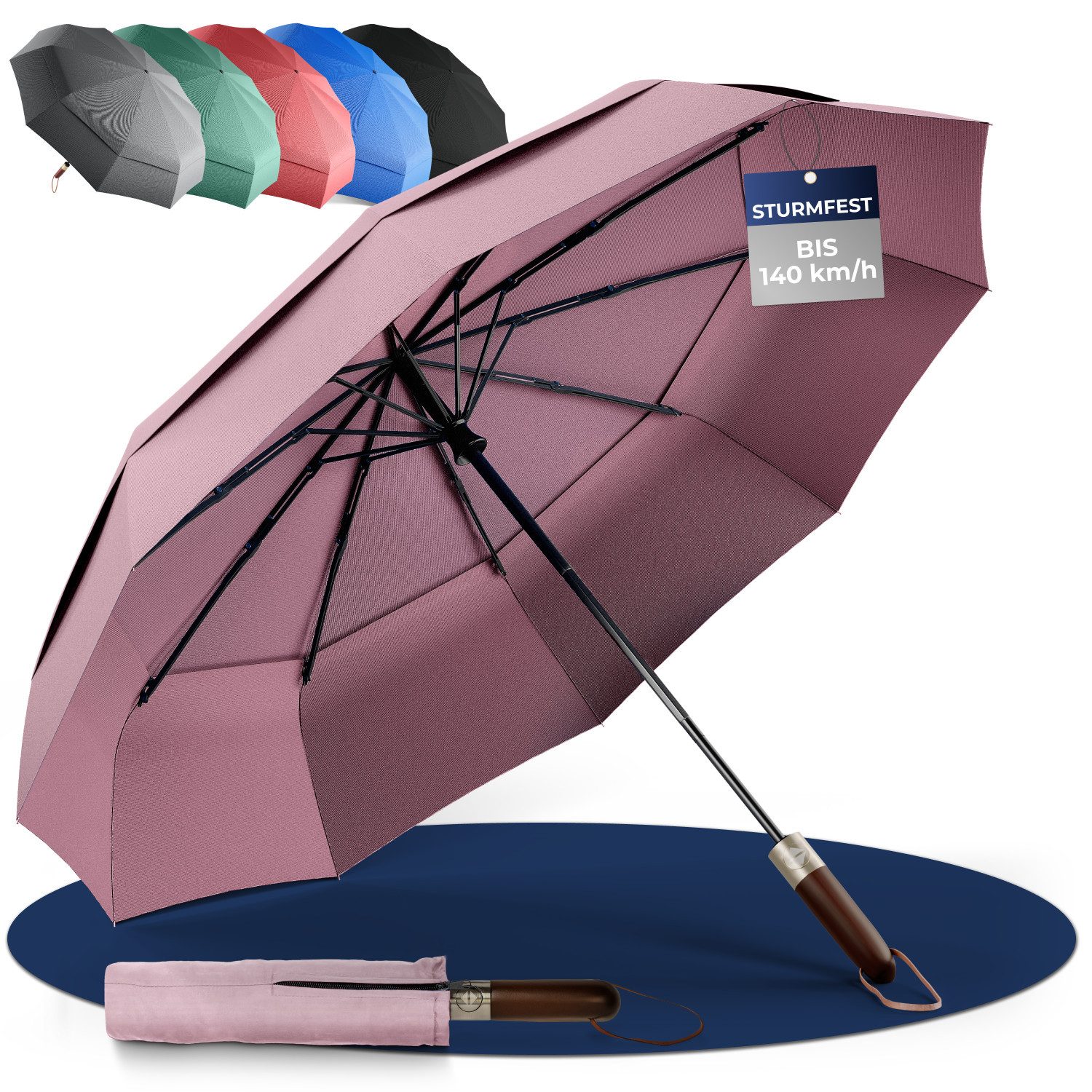 Logan & Barnes Taschenregenschirm Amsterdam, Sturmfest - zertifizierter Tef günstig online kaufen