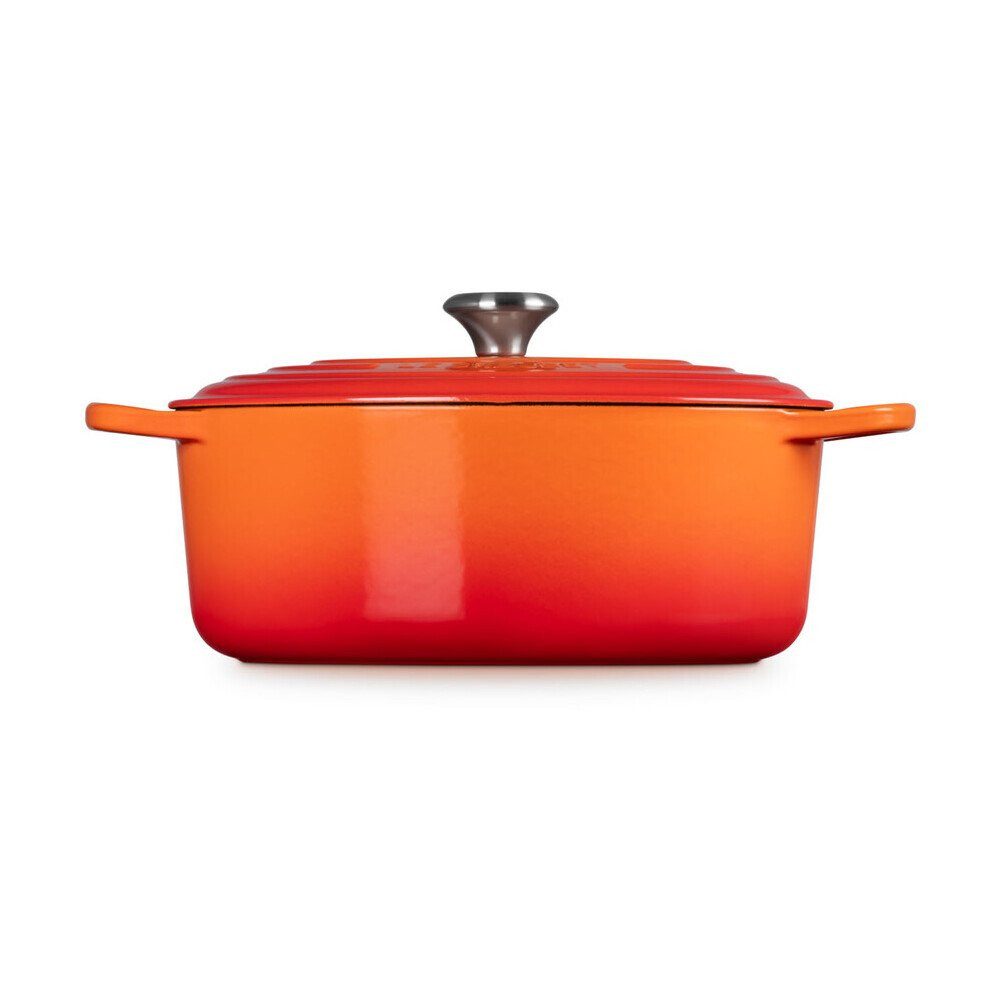 LE CREUSET Bräter Bräter mit Deckel 31 cm Signature Ofenrot, Emailliertes Gusseisen, Schmortopf, Cocotte, Bratentopf, ca. 6-7 Personen, Ø31cm, Gusseisen