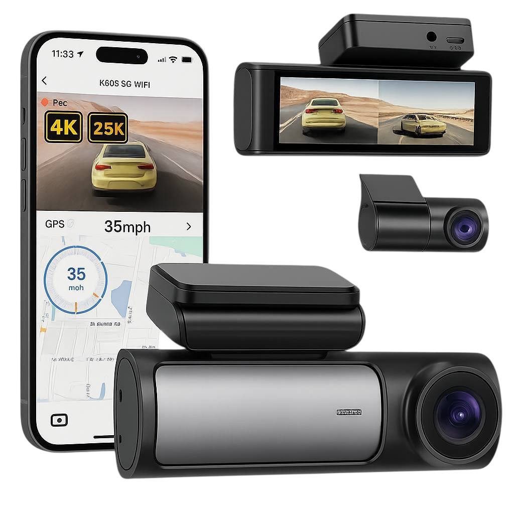 Goldstern-Tech DriveVision K803 Dashcam (4K Ultra HD, Dual-Kamera Autorekorder mit GPS, G-Sensor, Nachtmodus, App-Steuerung & 24h Parküberwachung)