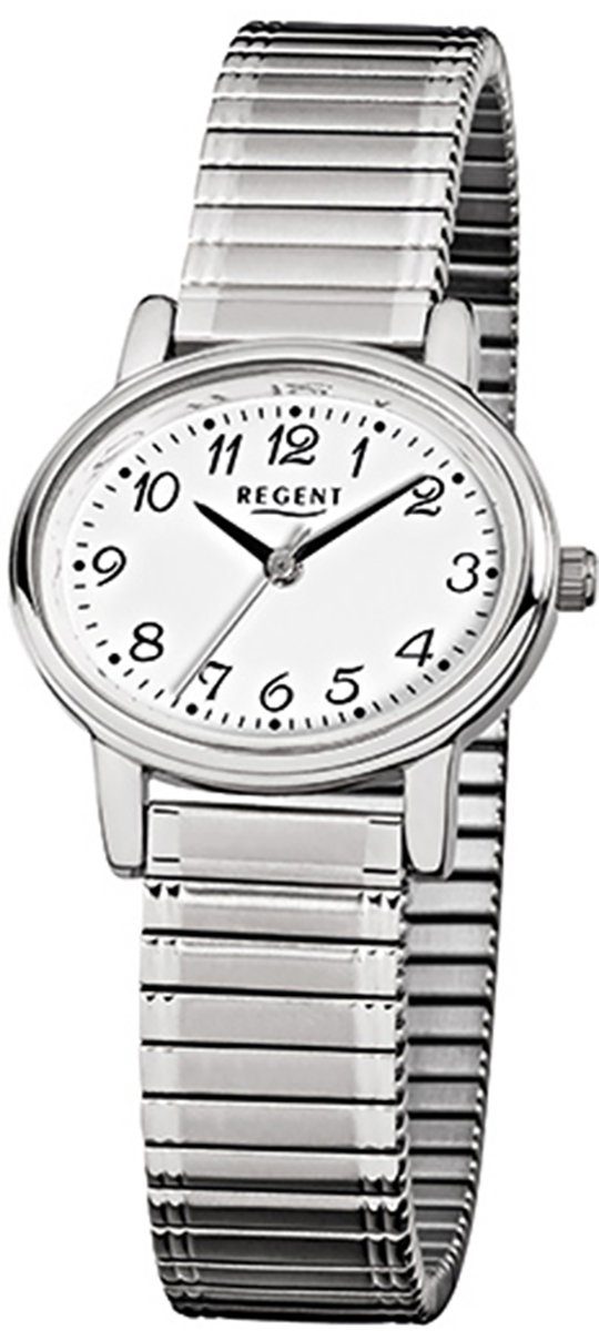Regent Quarzuhr Regent Damen-Armbanduhr silber Analog F-891, Damen Armbanduhr oval, klein (ca. 30x25mm), Edelstahlarmband