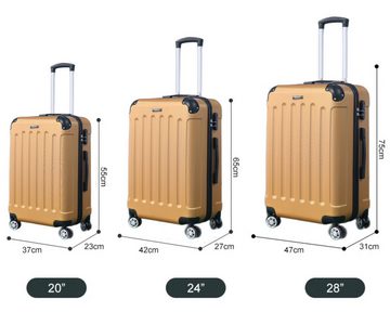 Cheffinger Koffer 3 tlg Hartschale Trolley Set Kofferset Handgepäck Reisetasche Gold