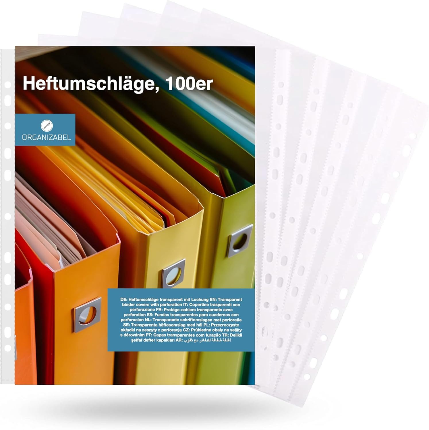 Organizabel Prospekthülle 100x Prospekthüllen A4 zum Abheften Hefthüllen Klarsichthüllen, Universallochung