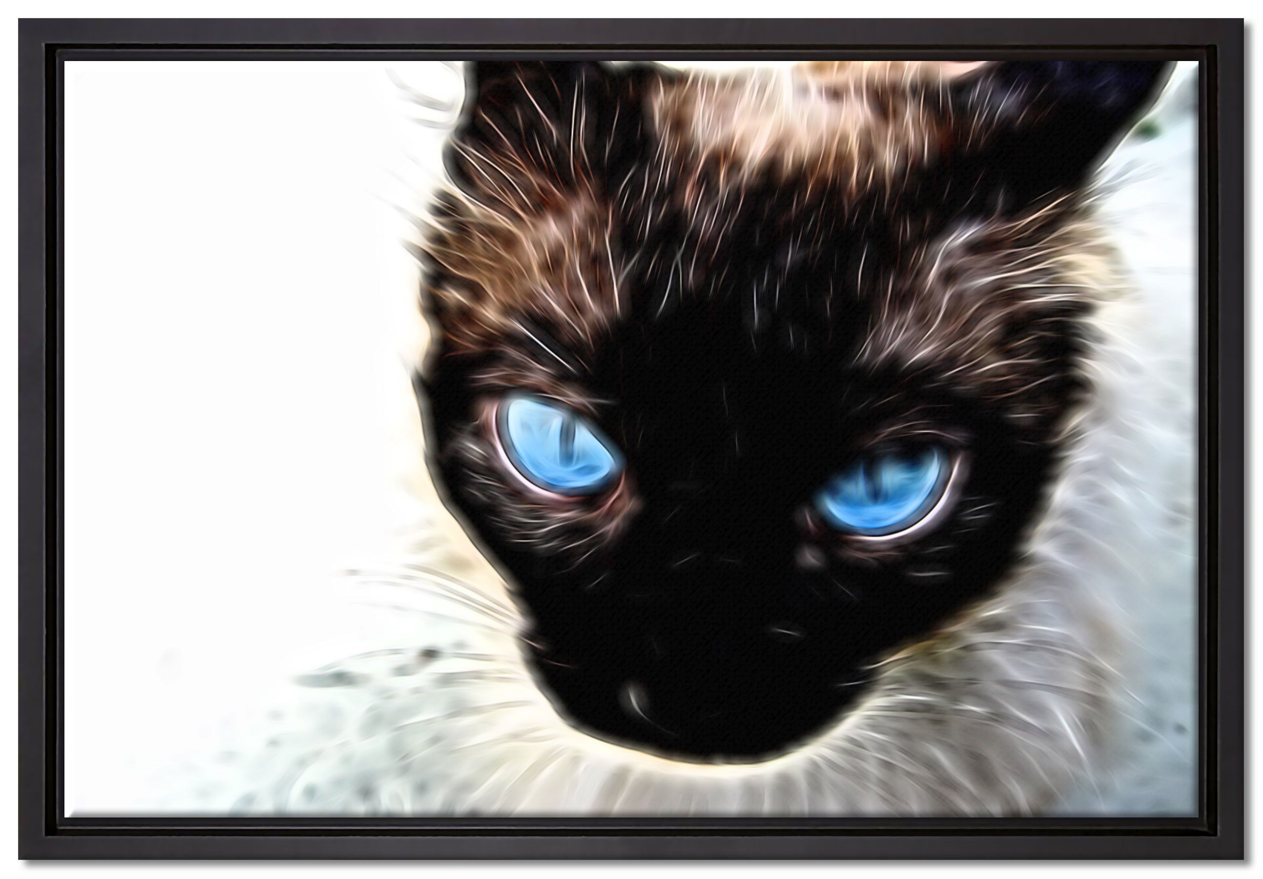 Pixxprint Leinwandbild Schwarze elegante Katze, Wanddekoration (1 St), Leinwandbild fertig bespannt, in einem Schattenfugen-Bilderrahmen gefasst, inkl. Zackenaufhänger