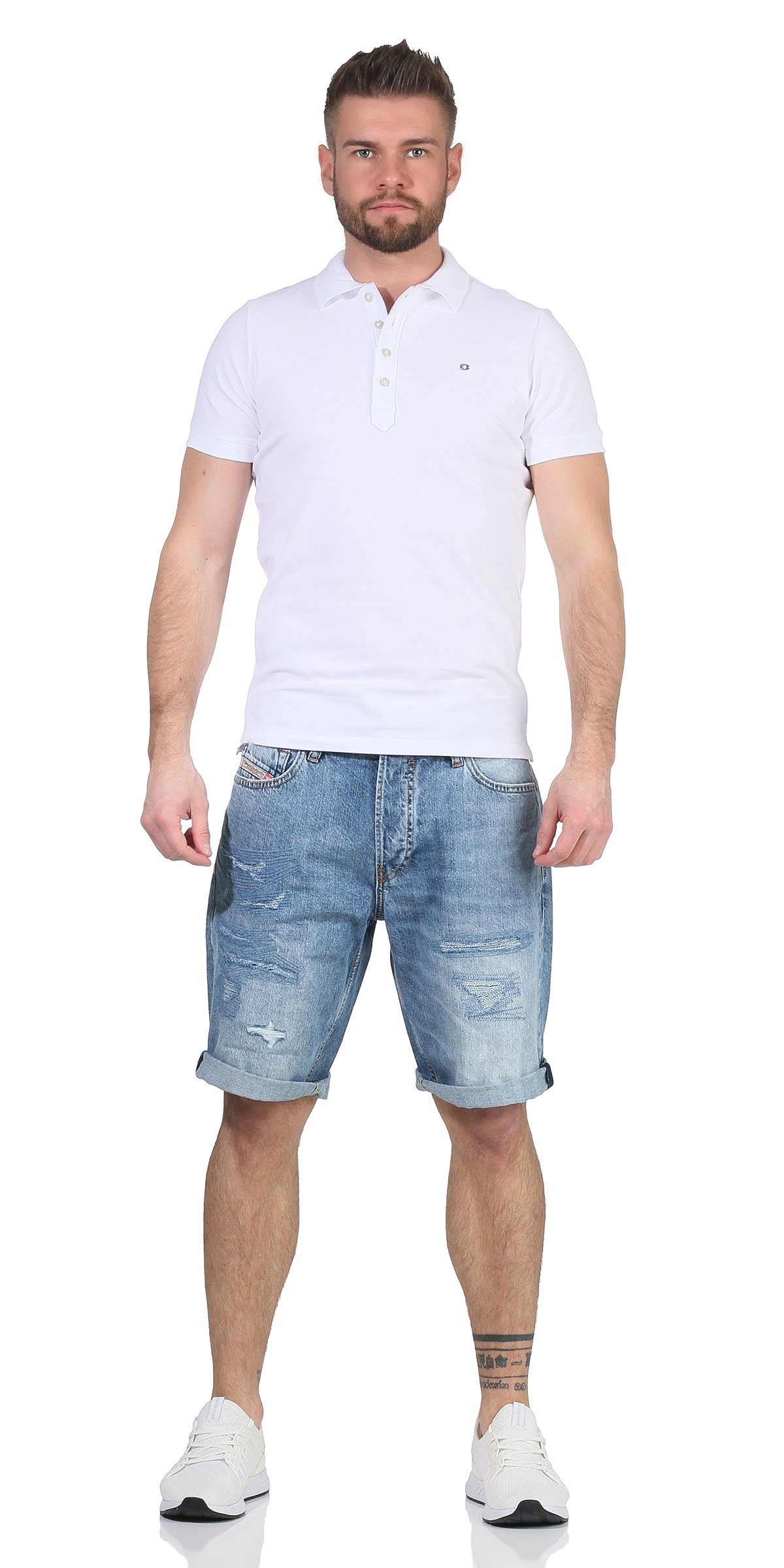 RB012 Diesel Shorts, Blau Hose Herren Kroshort Used-Look kurze Jeansshorts Jeans Shorts RG48R Vintage dezenter Look