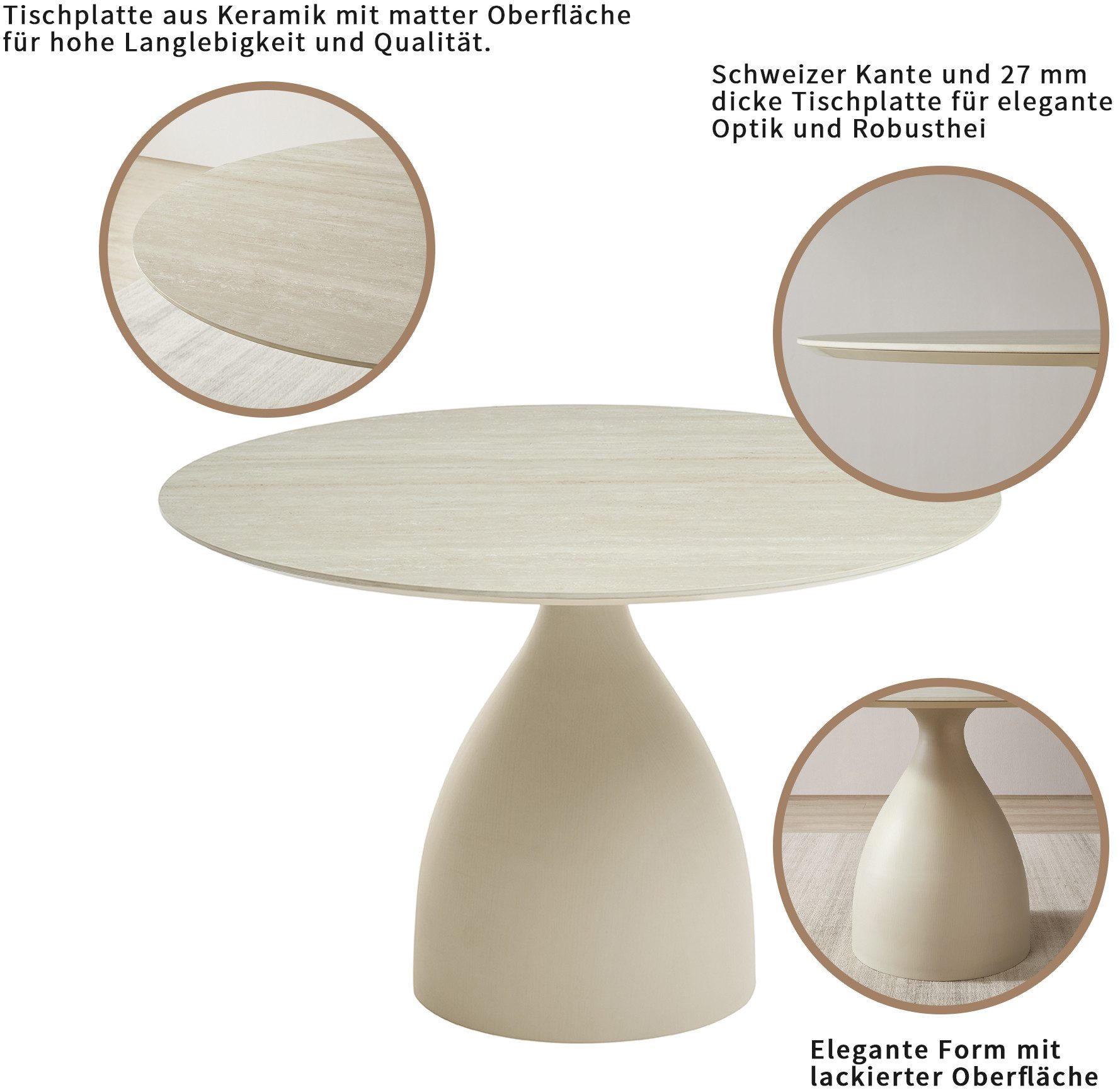 OTTO home Esstisch Lealux, mit Sintersteinplatte, elegantem Gestell und pflegeleichter Oberfläche