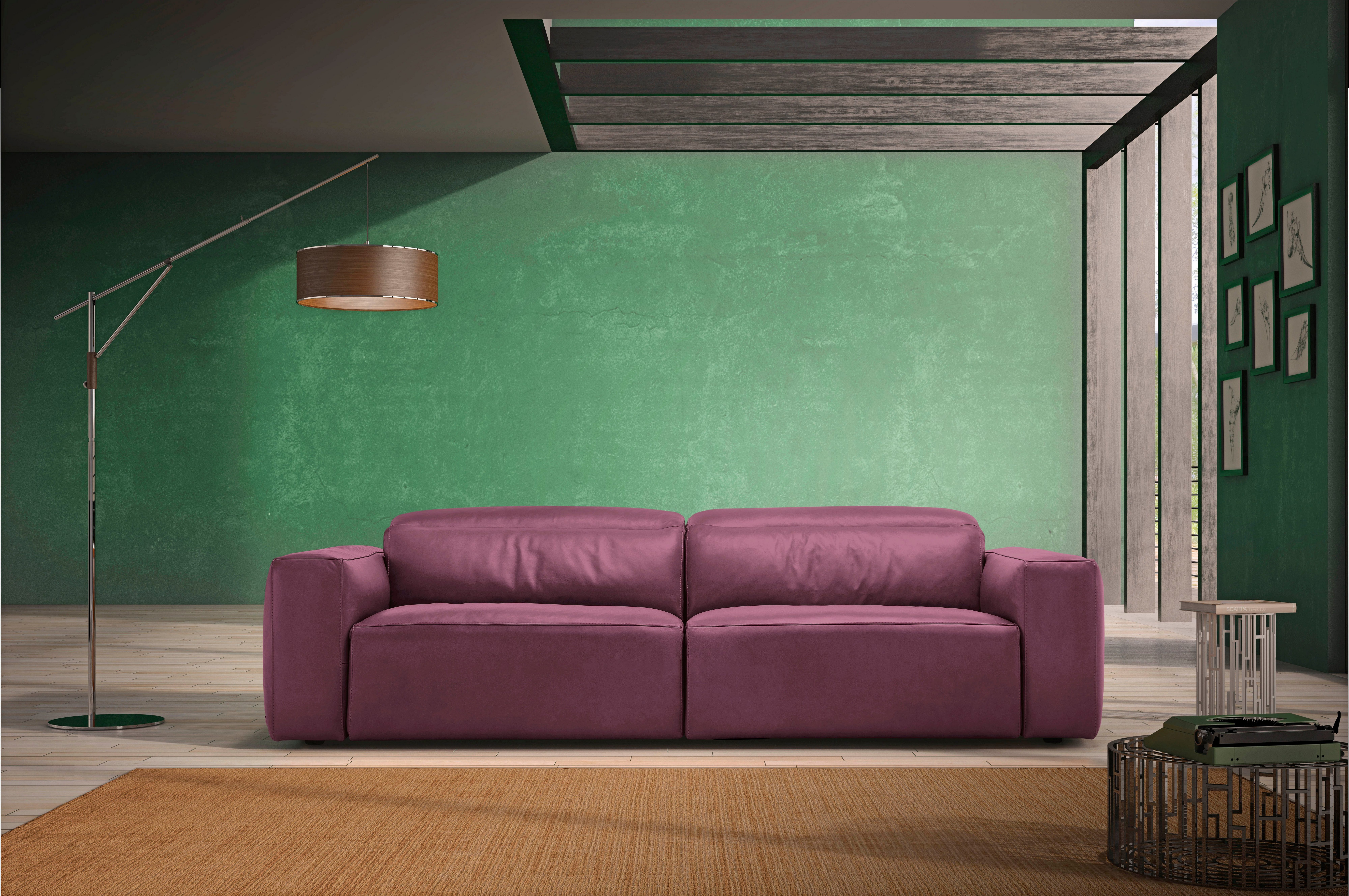 Egoitaliano 2,5-Sitzer Beverly, Designsofa mit erstklassigem Sitzkomfort und tollen Details, Breite 242 cm, verstellbare Kopfteile