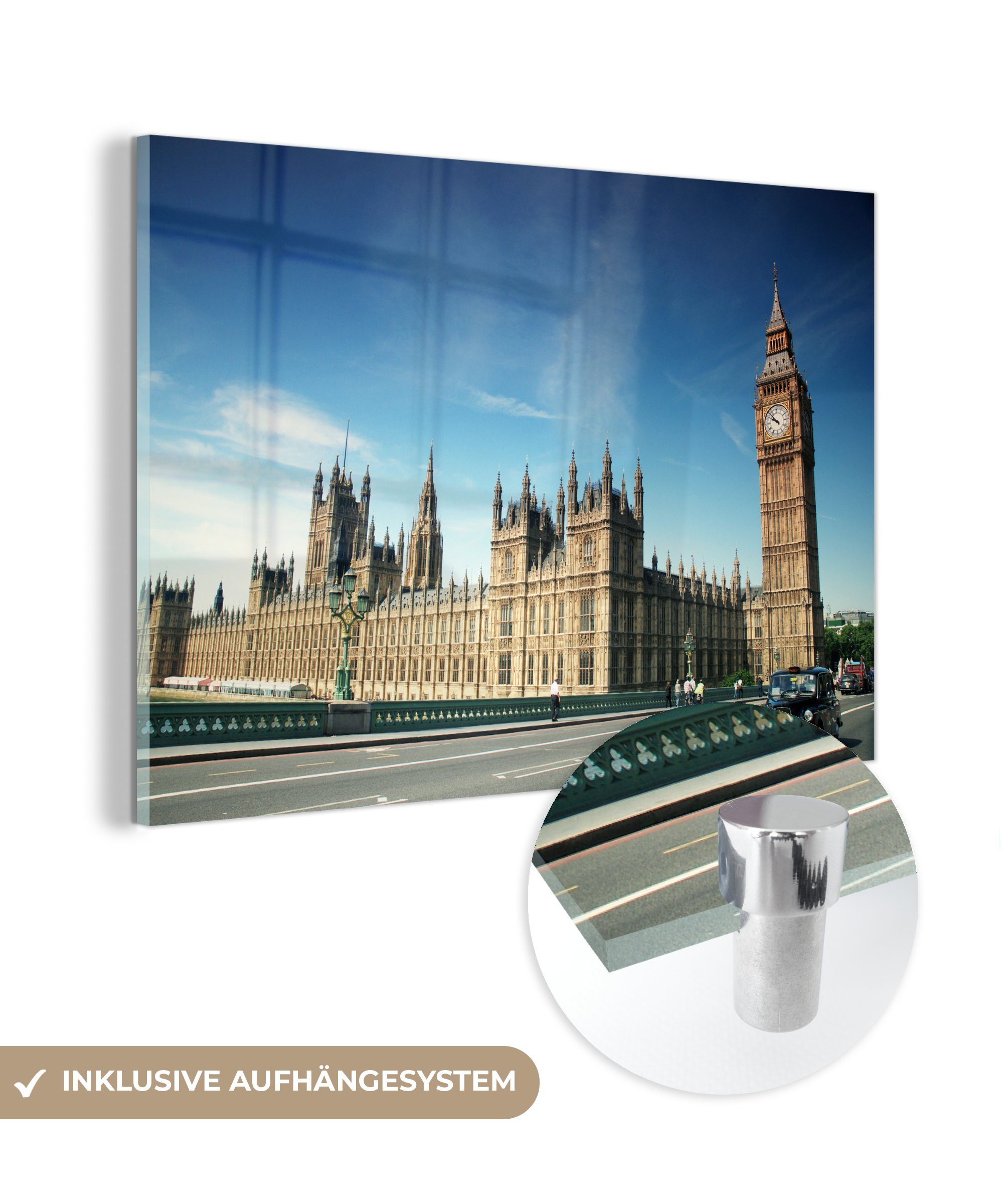 MuchoWow Acrylglasbild Big Ben an einem klaren Tag in England, (1 St), Acrylglasbilder Wohnzimmer & Schlafzimmer