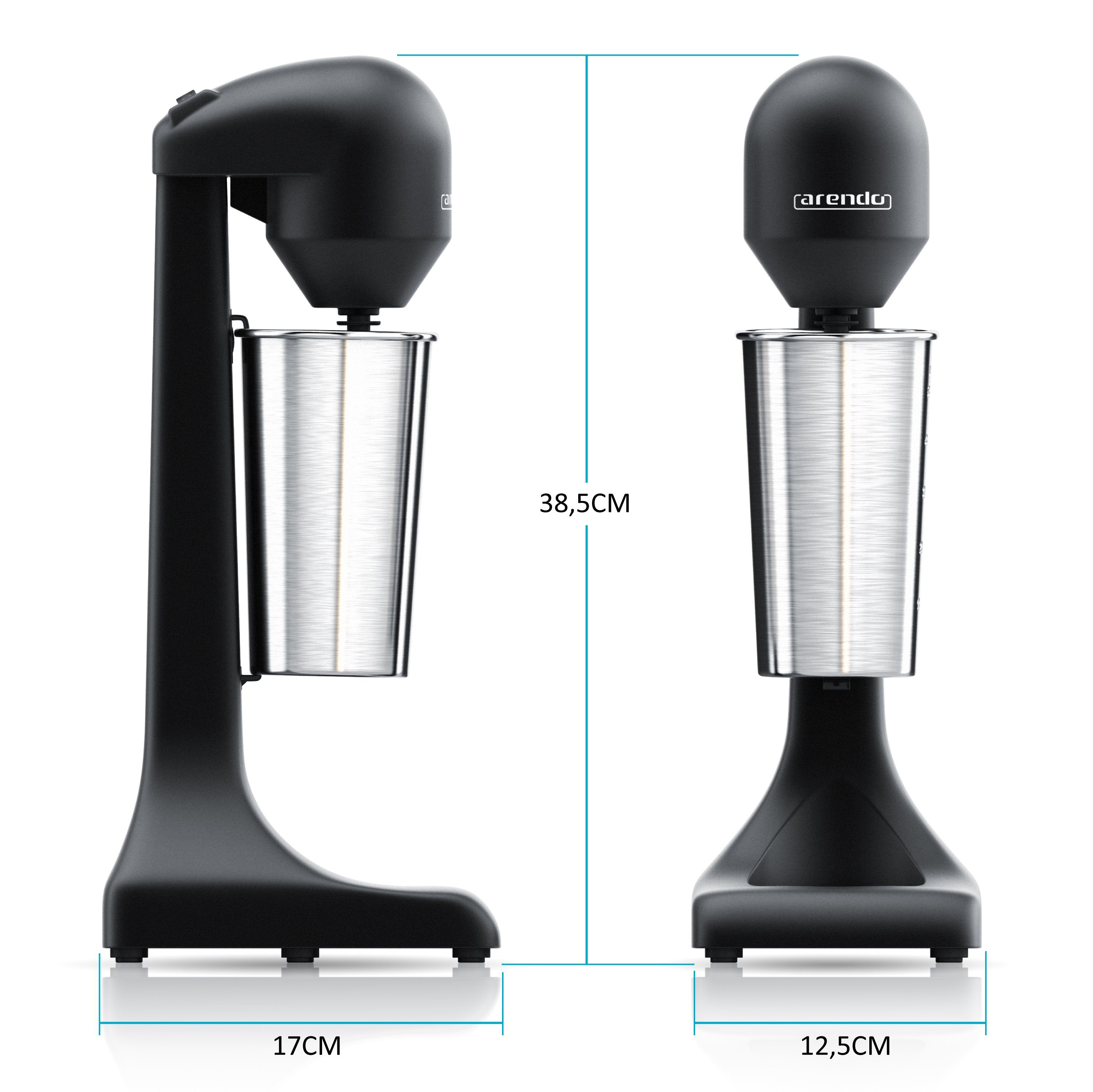 Arendo Standmixer Drink Mixer elektrisch mit 500ml Becher Getränkemixer, 22.000 U/min, 100 W, 2 Geschwindigkeiten für Fitness Protein Shakes, Smoothies, Milchshakes