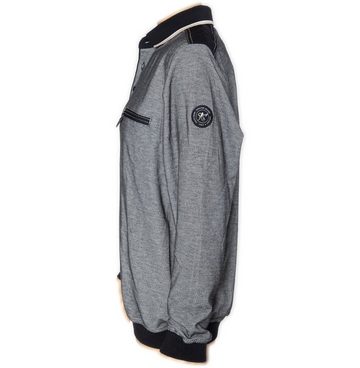 Hajo Sweatshirt Piqué Herren Sweatshirt „Stay Fresh“ im Polostyle Brusttasche mit Reißverschluss, Knopfleiste, Polokragen