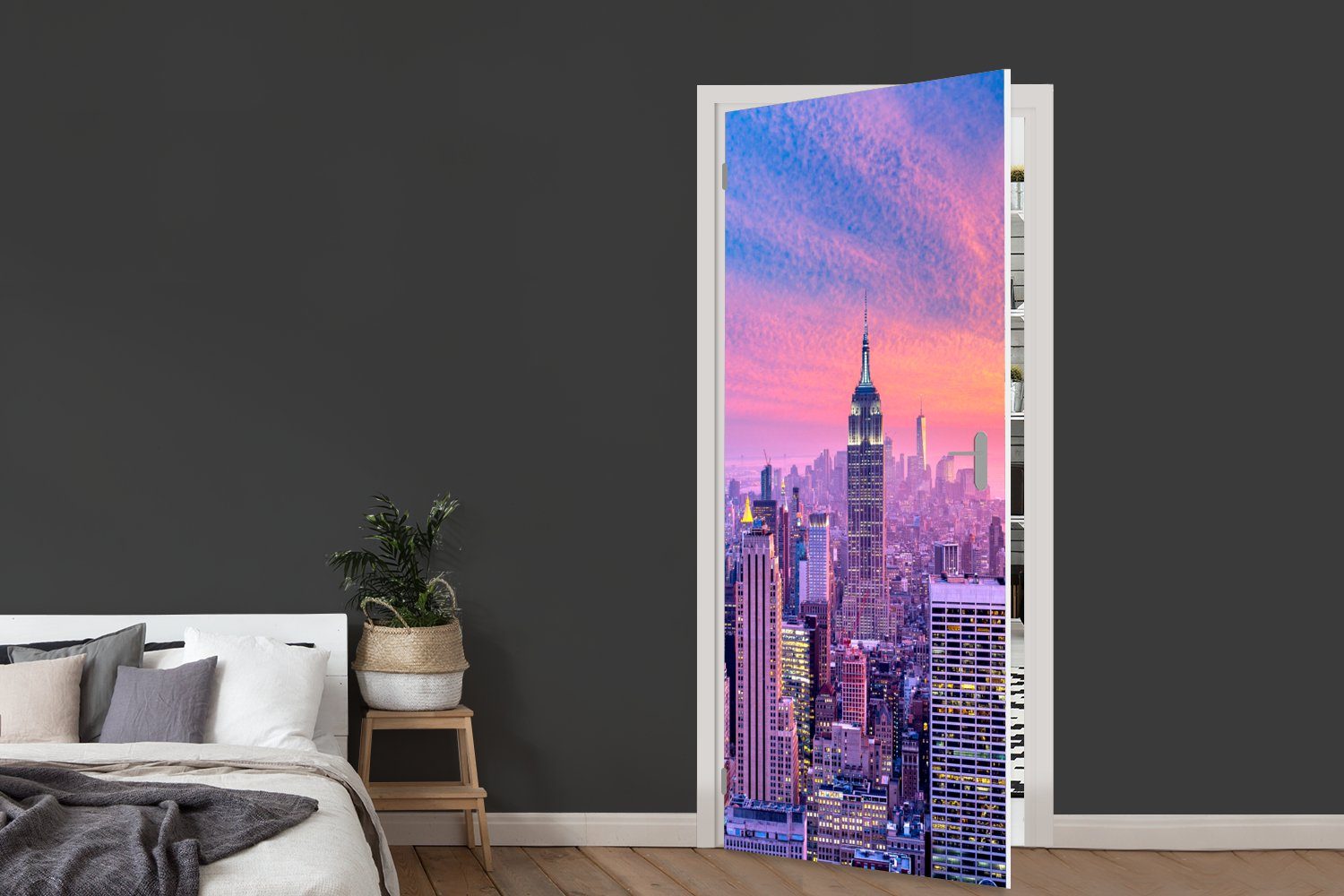 MuchoWow Türtapete New York - St), Tür, Fototapete - Skyline, 75x205 Türaufkleber, bedruckt, (1 für Matt, cm Farben