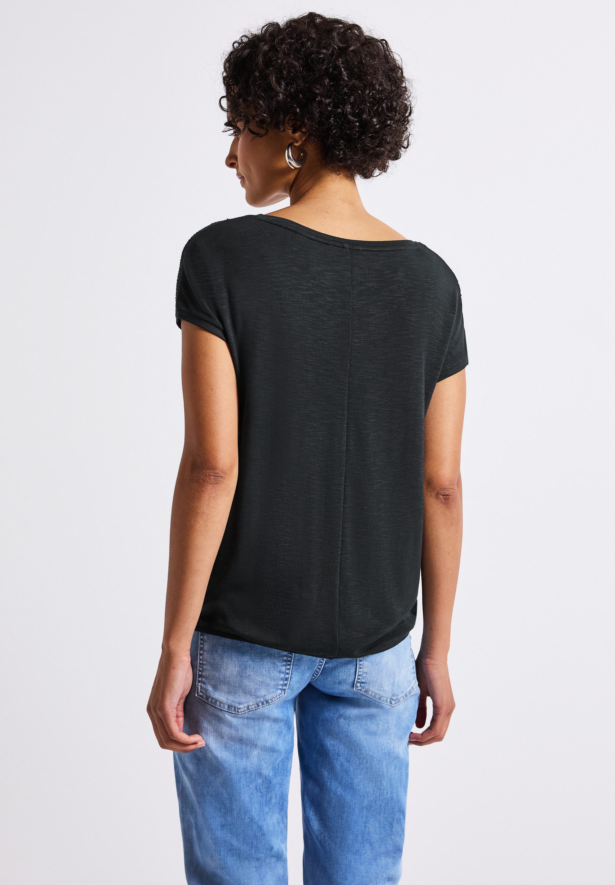 STREET ONE T-Shirt aus elastischem Materialmix günstig online kaufen