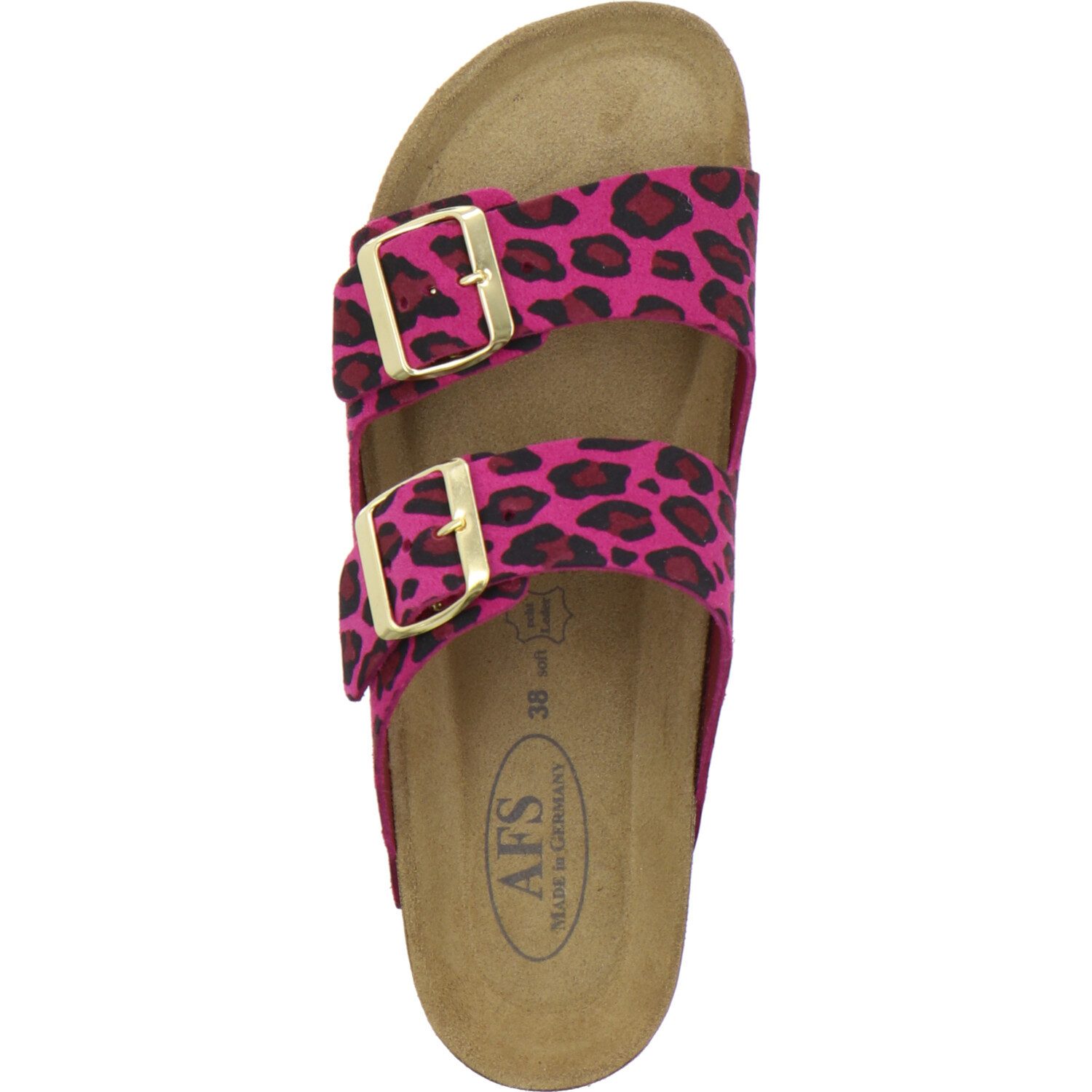 AFS-Schuhe 210027 Zweischnaller Pantolette für Damen mit Fußbett, bequeme Sandalen aus Leder