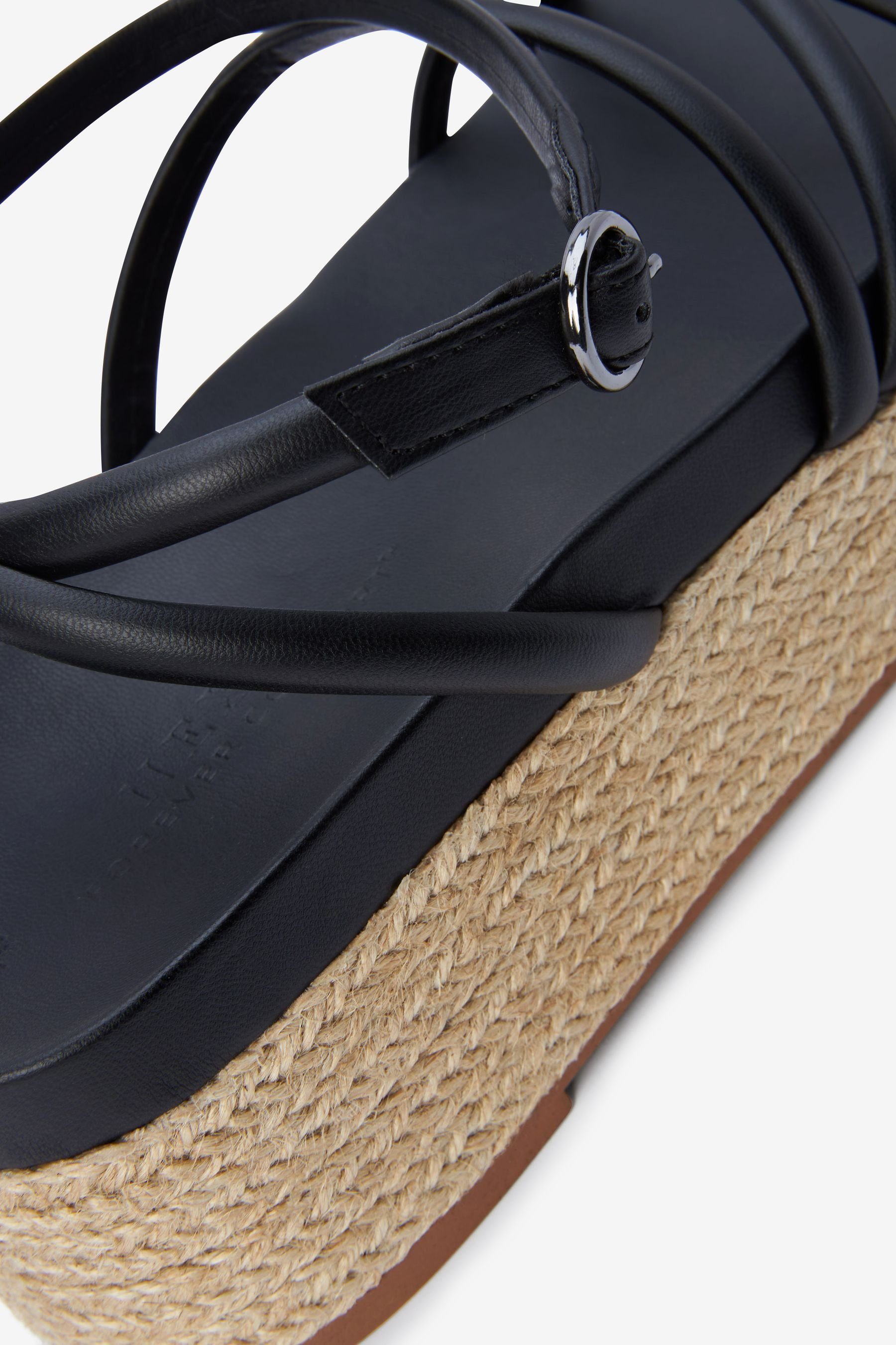 Riemchensandalen Next Black Comfort Forever Keilsandalette Espadrilles (1-tlg)