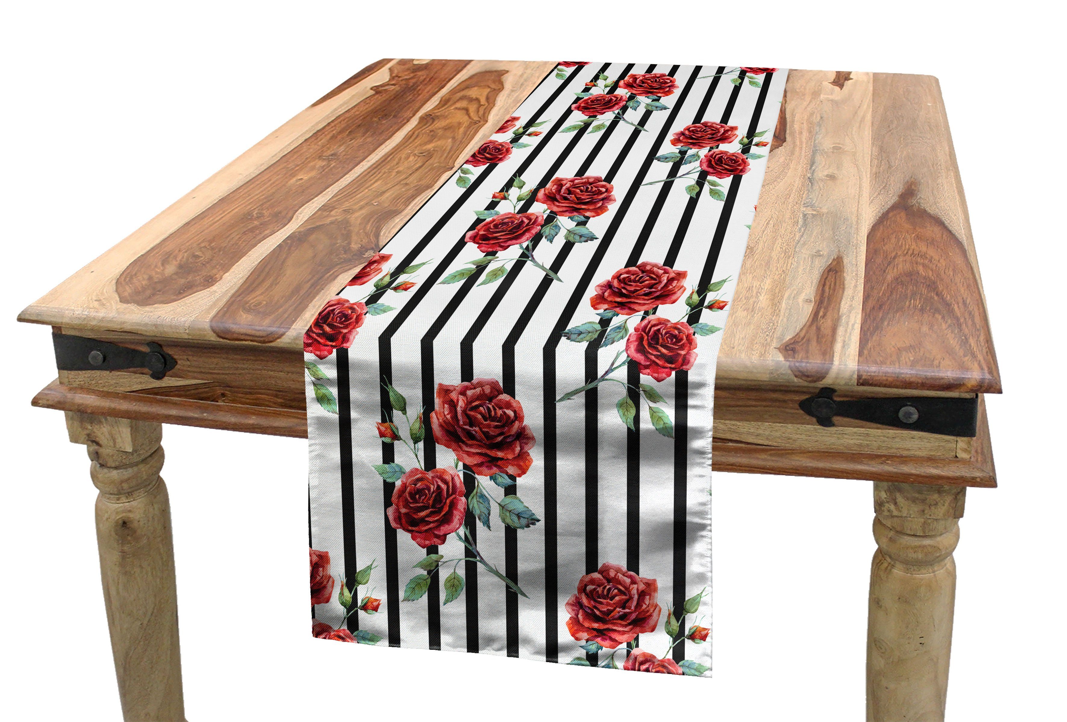 Tischläufer, Küche Esszimmer Dekorativer Tischläufer Rose Valentinstag Rechteckiger Aquarell Abakuhaus