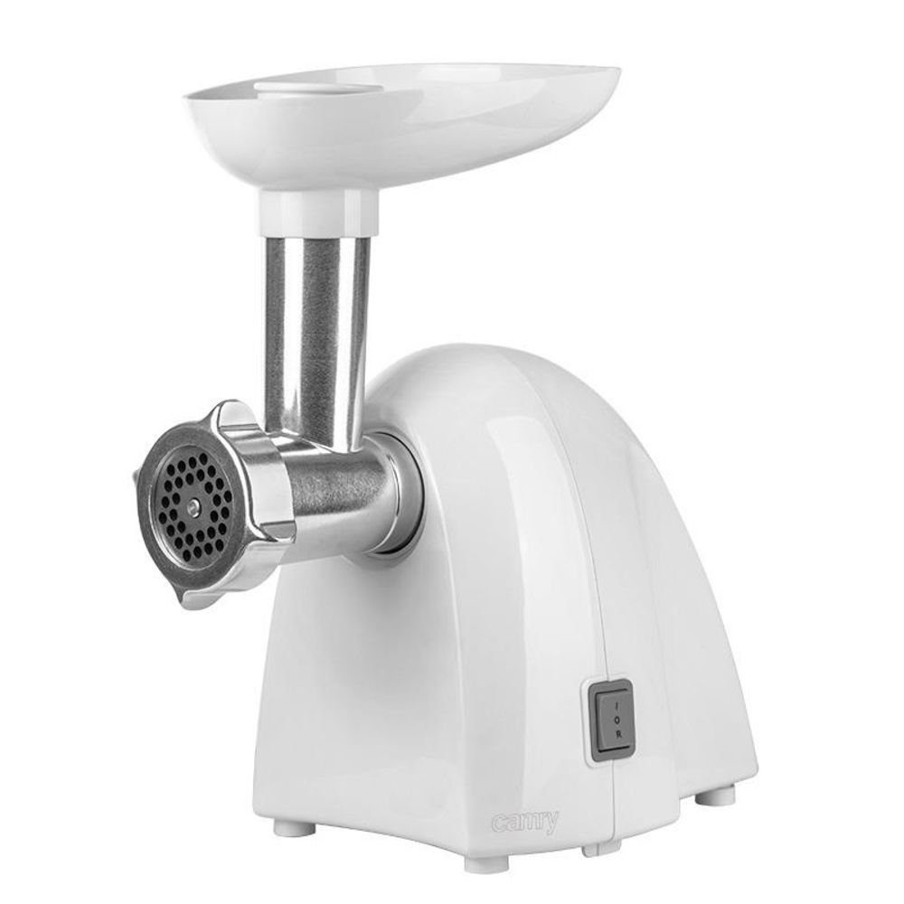 Camry Fleischwolf CR 4802, 1500 Watt, 3 Siebe, 3 Zerkleinerungsklingen, Fleisch Zerkleinerer, Hack Wurst Kebbe, Gemüse hacken, Edelstahl, weiß