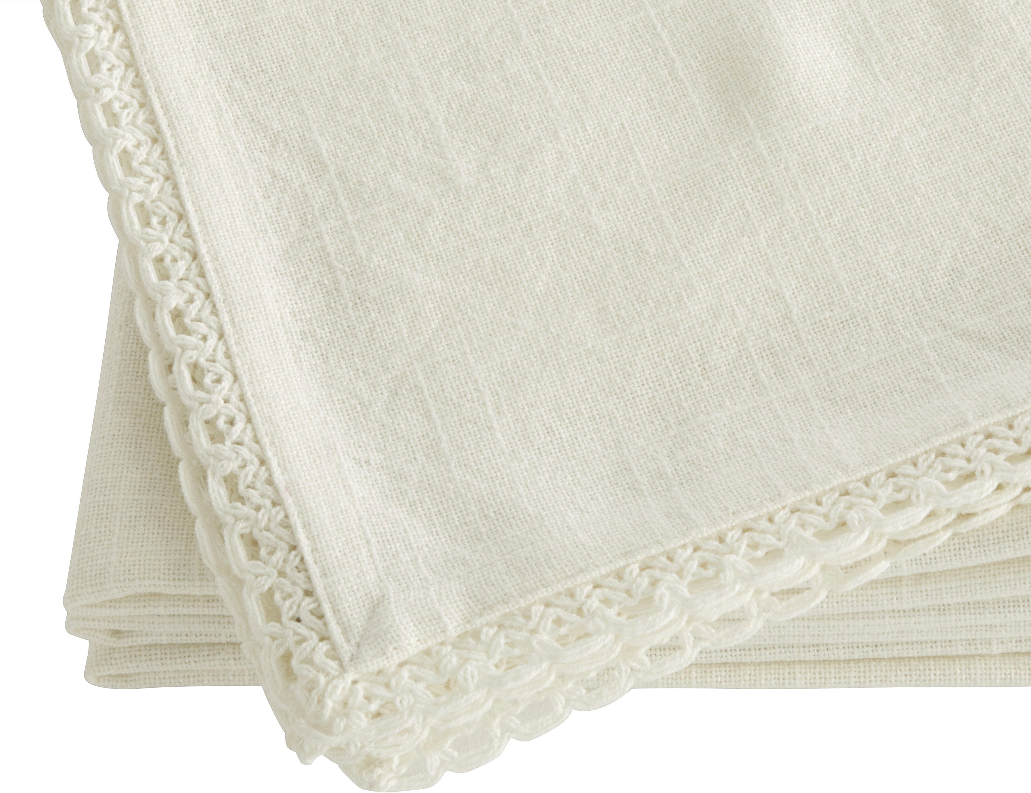 OTTO home Stoffserviette Elyna, (4 St), uni, mit schöner Spitze, weiche Haptik, 45x45 cm, Leinenoptik