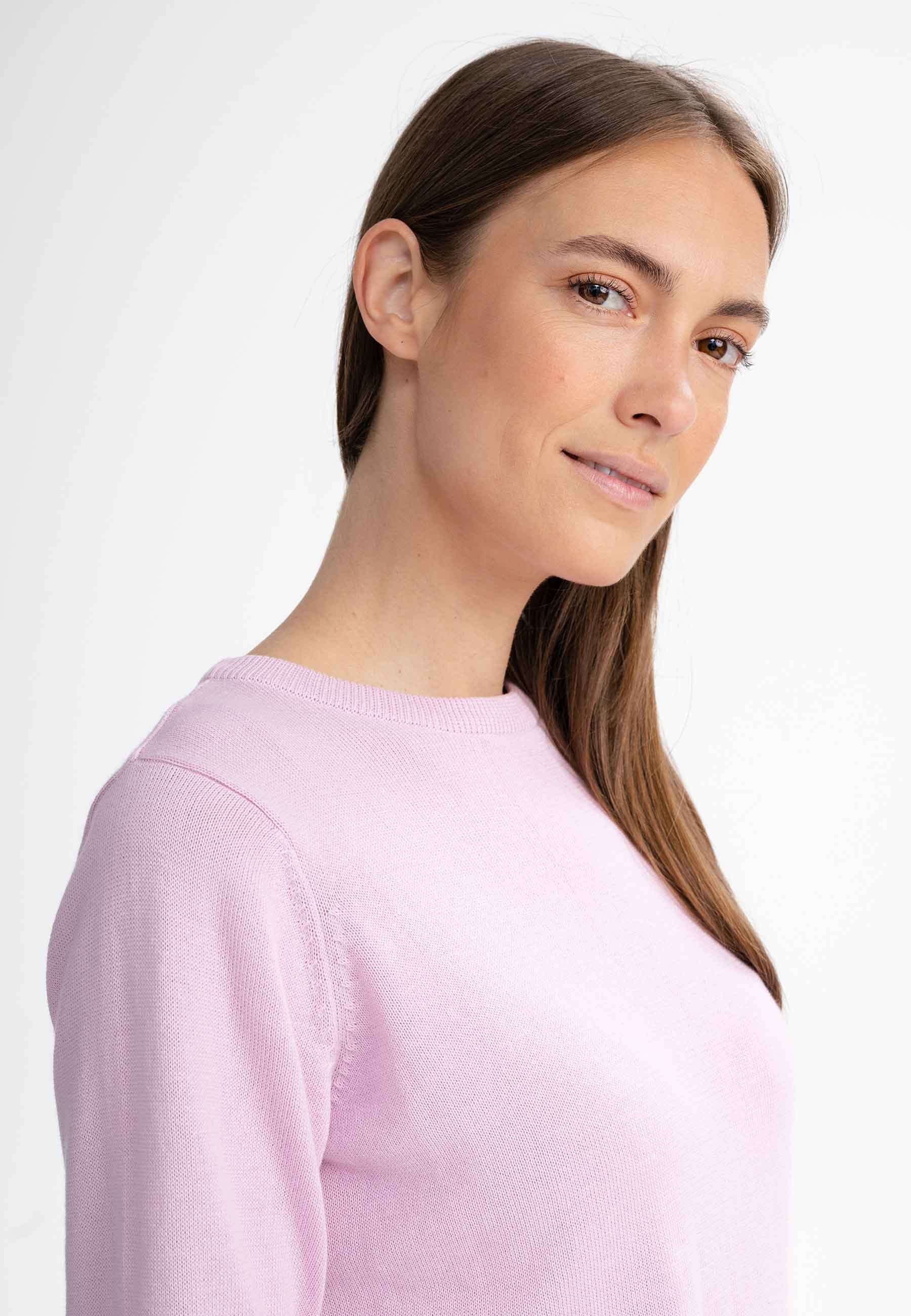 MELA Strickpullover Feinstrick Pullover Style DHANA Gerippter Kragen