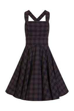 Hell Bunny A-Linien-Kleid Peebles Pinafore Dress Tartan Blau Retro Vintage Schürzenkleid Latzrock