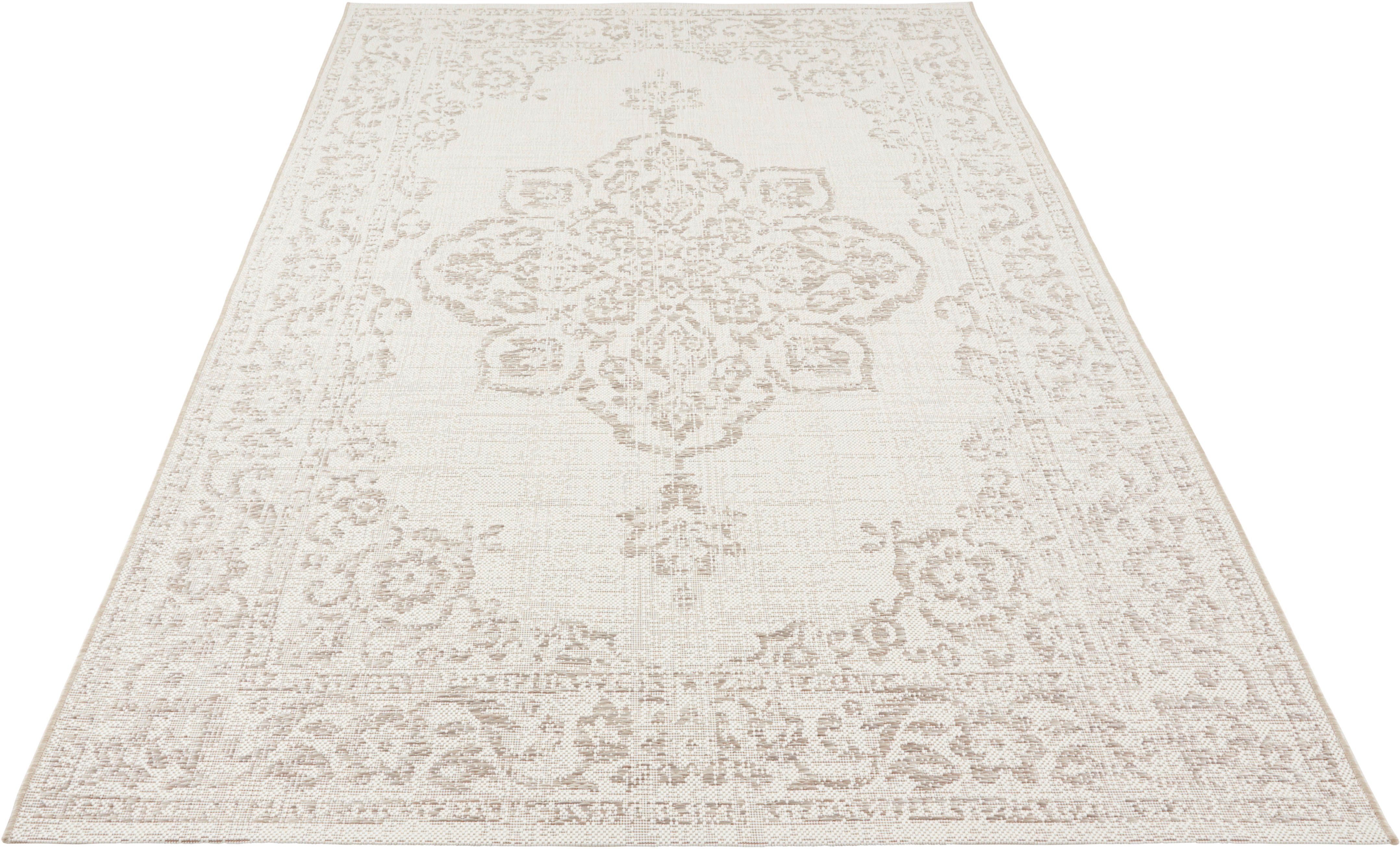 Teppich Tilos, NORTHRUGS, rechteckig, Höhe: 8 mm, In- & Outdoor, Kurzflor, Orientalisch, Vintage, Wohnzimmer, Garten creme/beige | Kurzflor-Teppiche