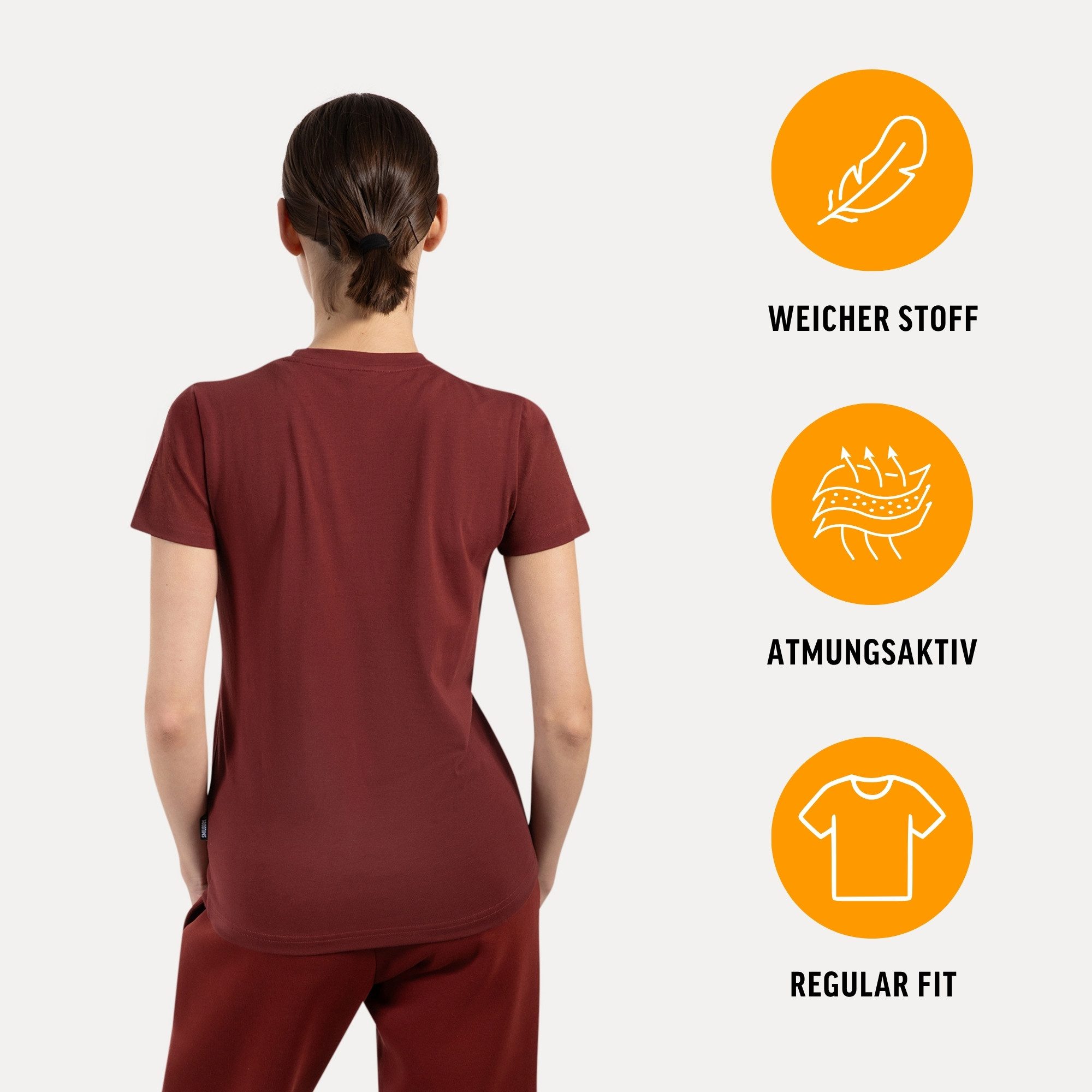 Smilodox T-Shirt Laurena, Schlichtes Shirt, graviertes Metallabel, Weiches günstig online kaufen