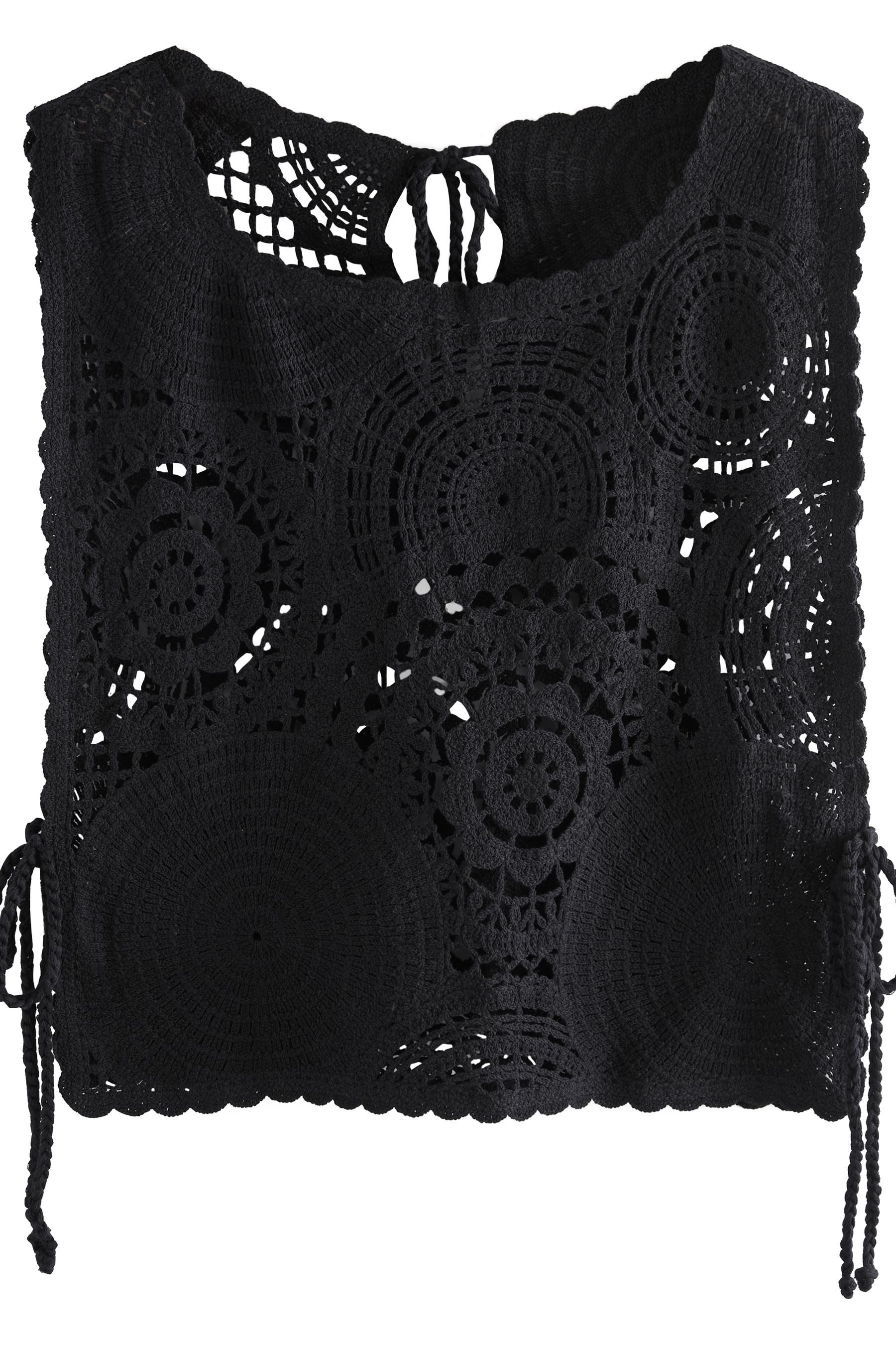 Stricktop Verkürzter, gehäkelter Tabbard-Cover-up