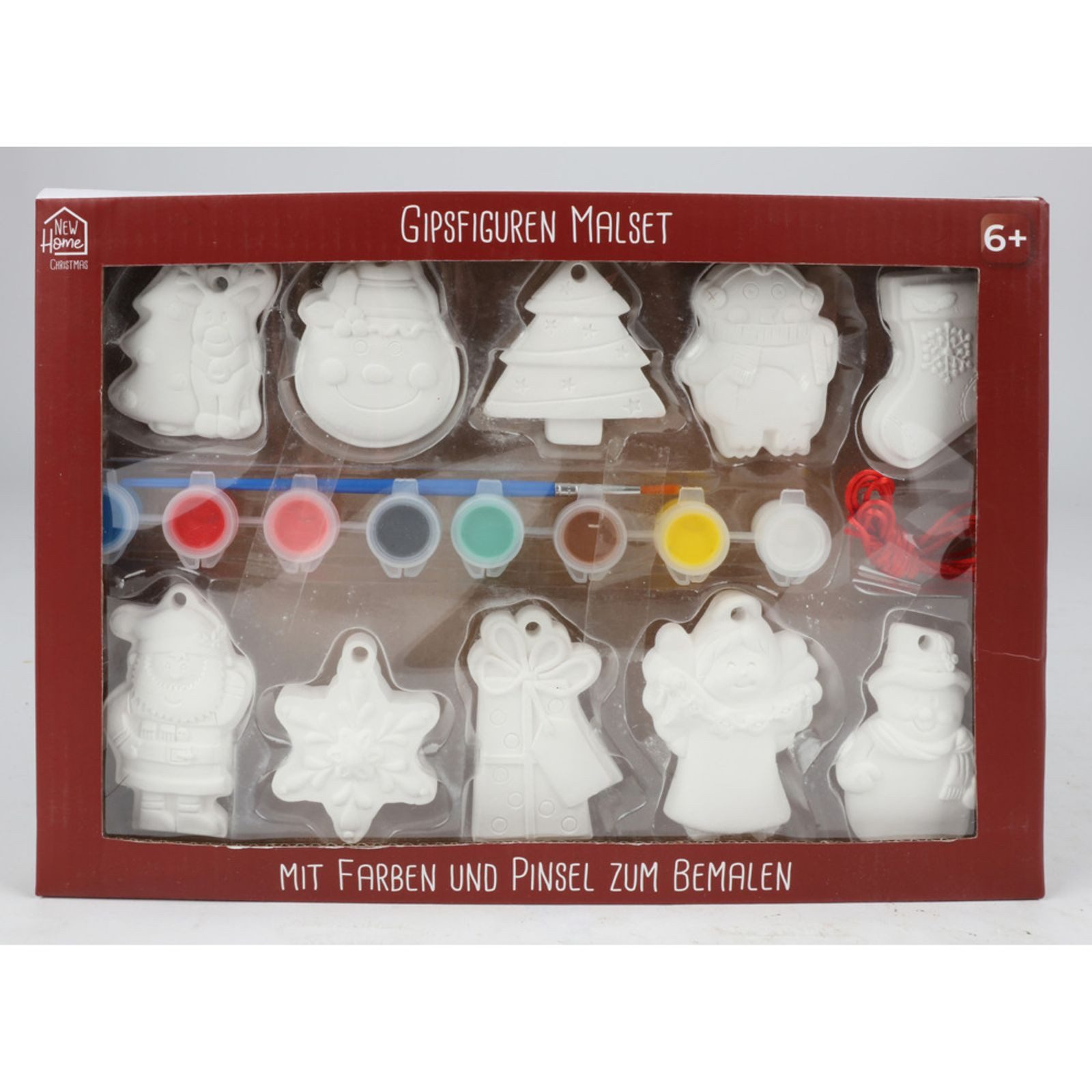 BURI Dekofigur Weihnachten Gipsfiguren Malset 12x Bastelset zum Bemalen