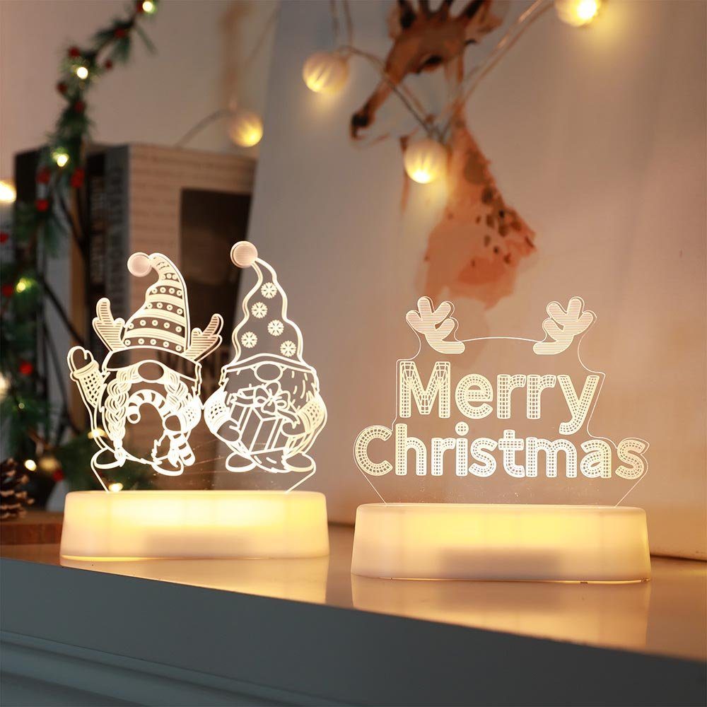 Illusion Partylamp und 3D Nachttischlampe, Batterie Nachtlicht, LED Lampe, Weihnachtsdeko, Warmweiß, USB, Dekolicht Sunicol für Weihnachts Kinder Geschenk
