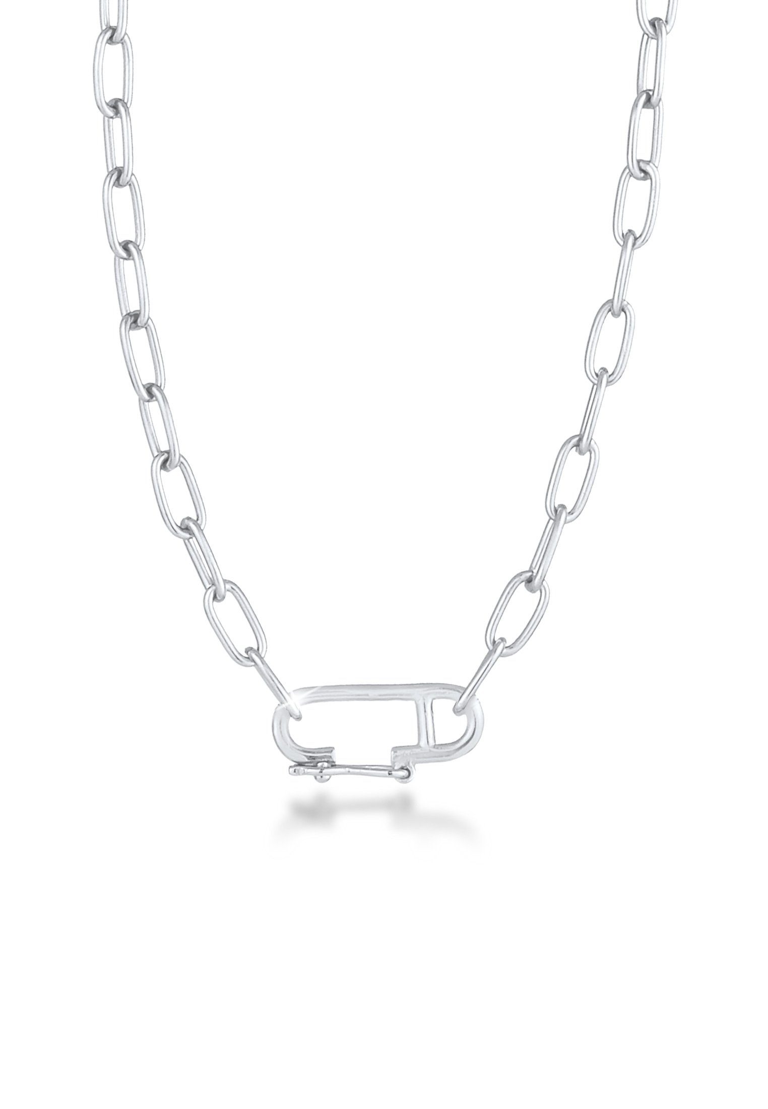 Elli Kette mit Anhänger Gliederkette Oval Verstellbar Basic 925 Silber