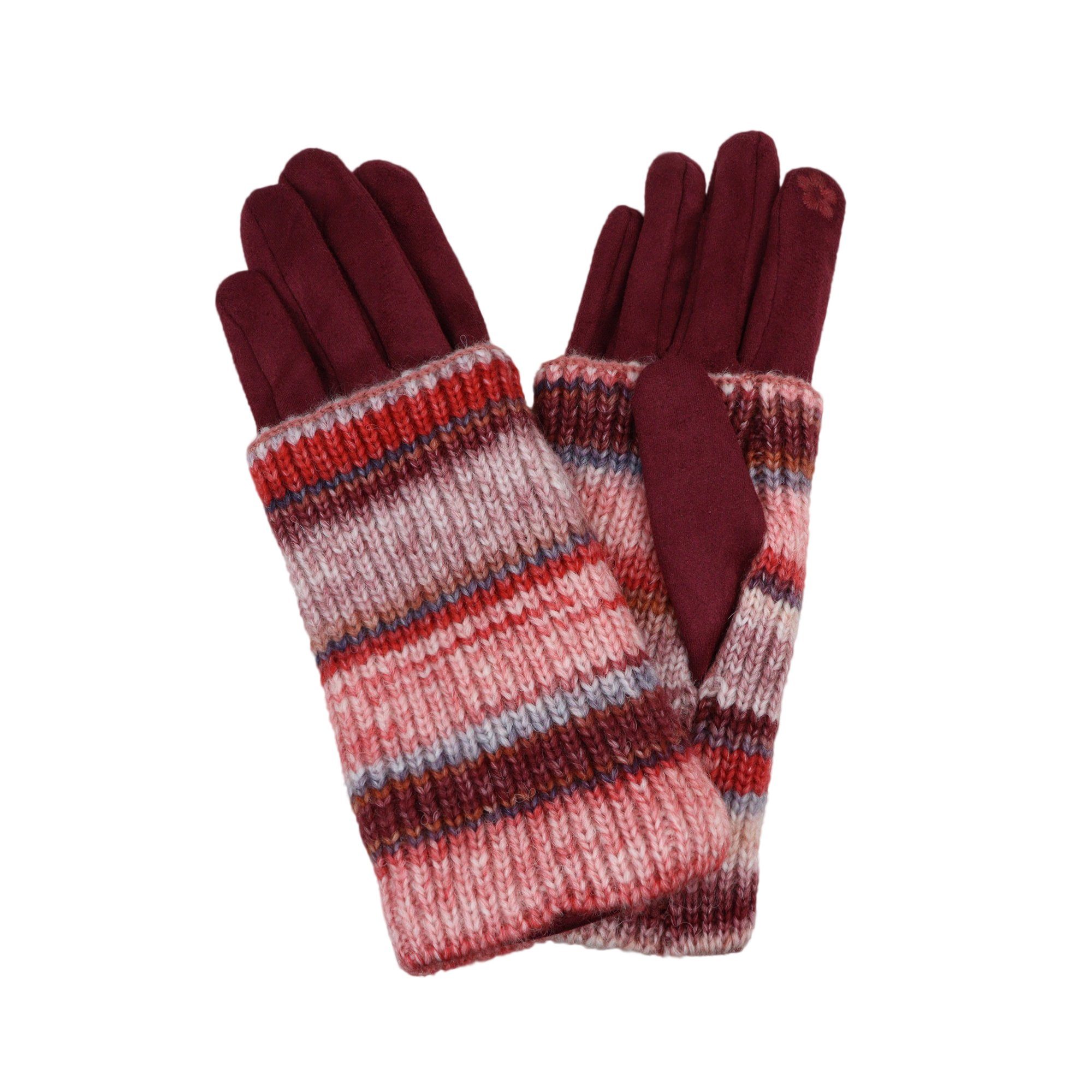 ZEBRO Fleecehandschuhe Handschuh mit Stulpe dunkelrot