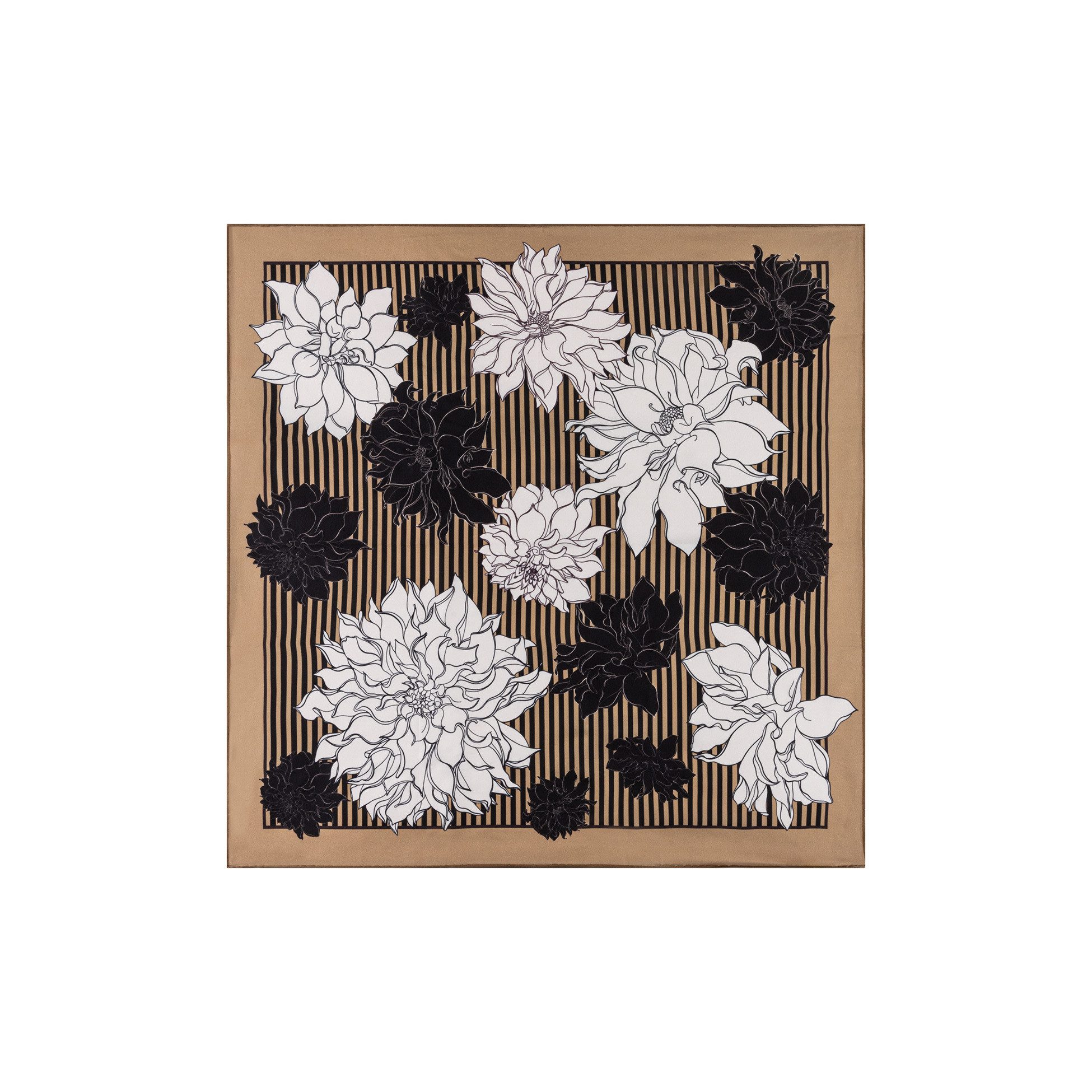 Roeckl Seidentuch Dahlias & Stripes, Seidentwill Tuch in floralem Design