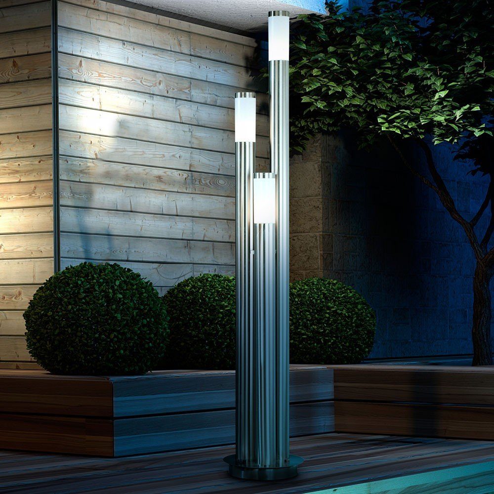 etc-shop Stehleuchte LED Leuchtmittel Warmweiß, groß, Außen Gartenleuchte Stehlampe, LED Außen inklusive, Wegeleuchten Edelstahl