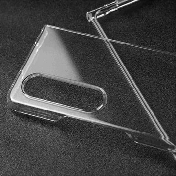 Wigento Handyhülle Für Samsung Galaxy Z Fold4 5G Design Hart Cover Handy Tasche Hülle Etuis Transparent