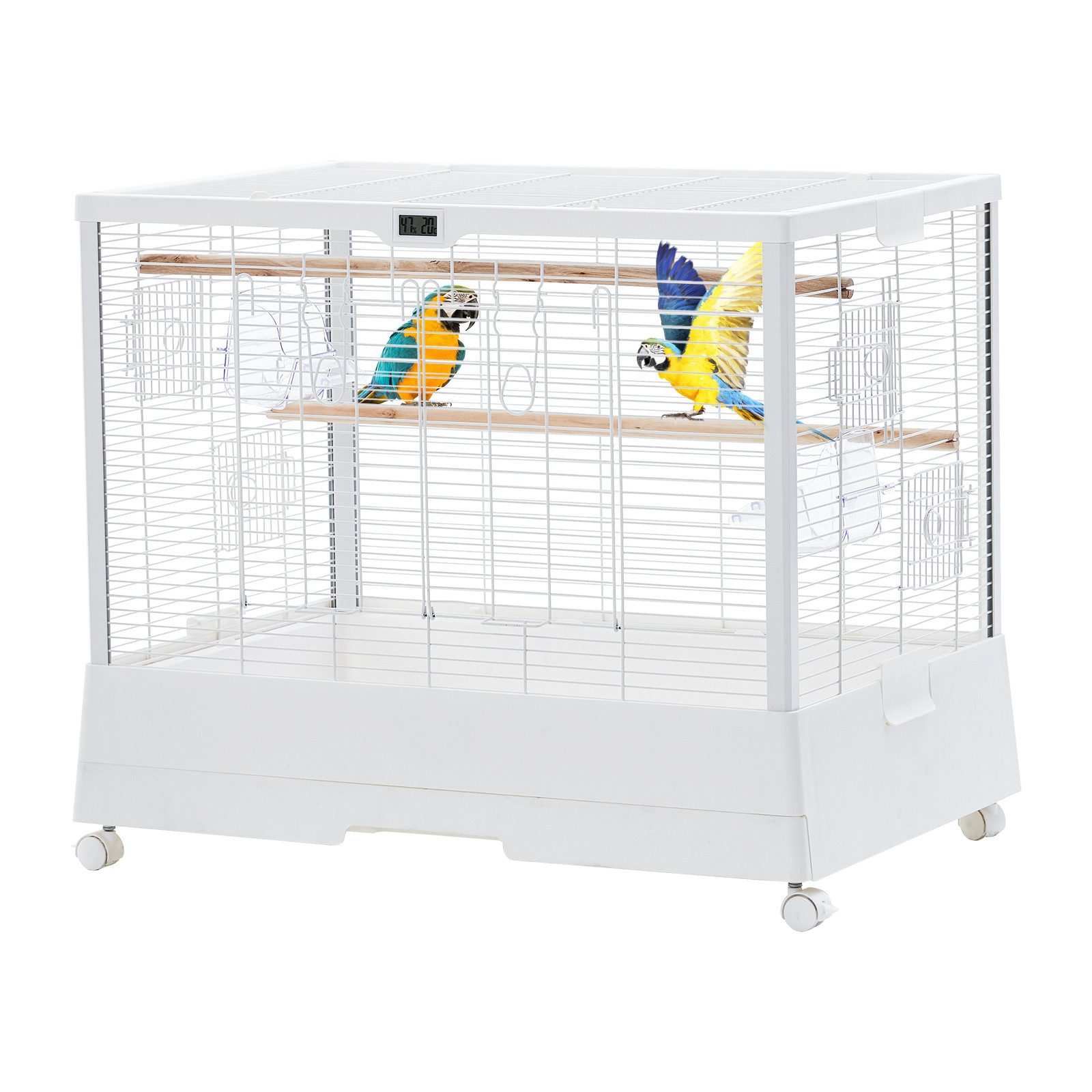 GarveeMore Vogelkäfig mit Rollen, großem Tür, Sitzstangen, herausnehmbare Wanne, aus Kohlenstoffstahl für Papageien, Sittiche, Wellensittiche