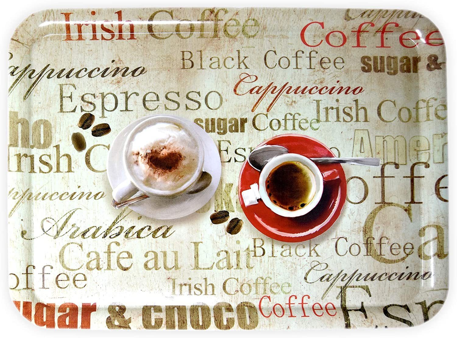 Lashuma Tablett Espresso, (1-tlg), Eckiges Melamin Frühstückstablett 50x37 cm beige