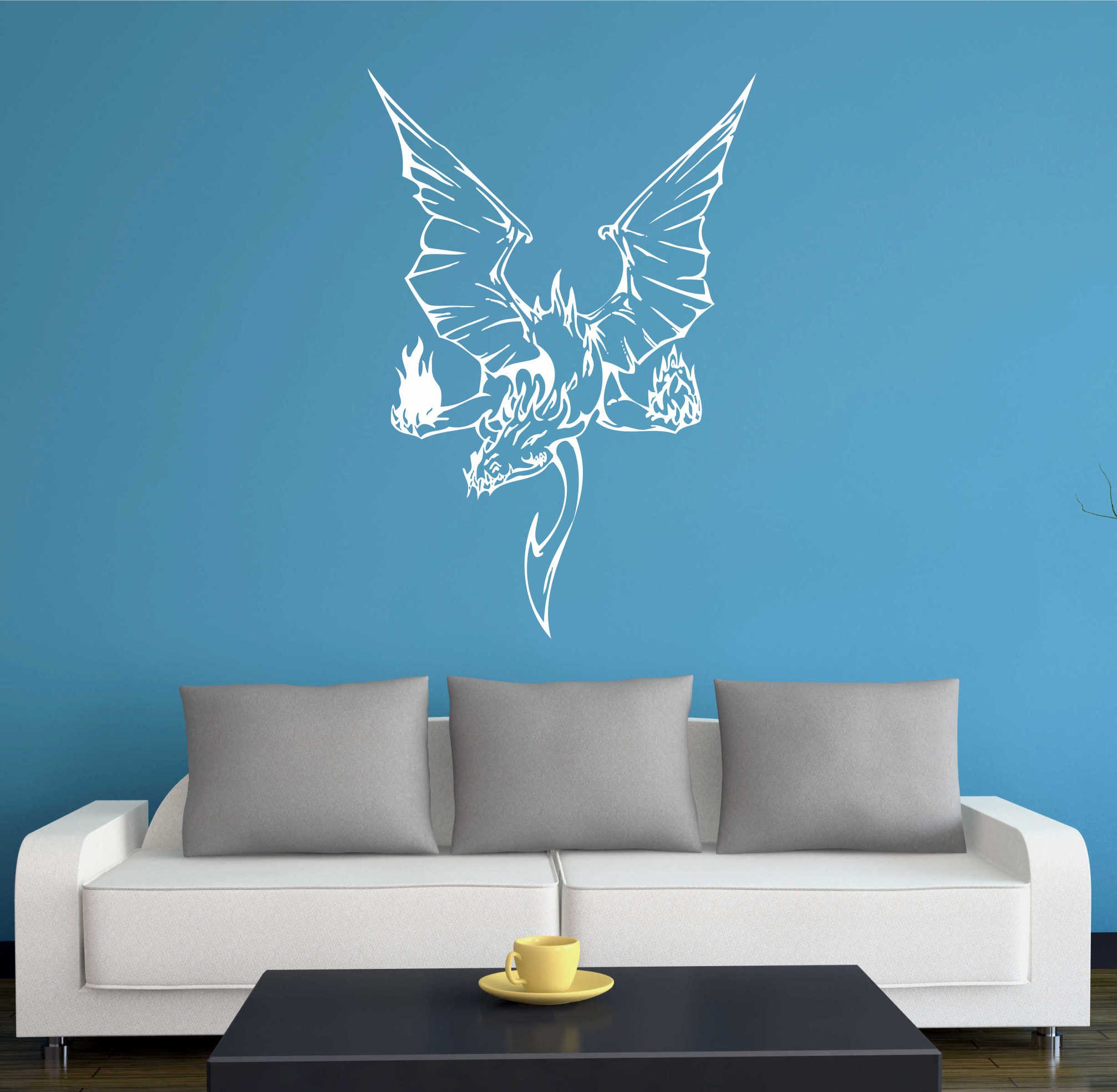 INDIGOS UG Wandtattoo Wandtattoo - Wandaufkleber - w348 Drache Drachen Feuer