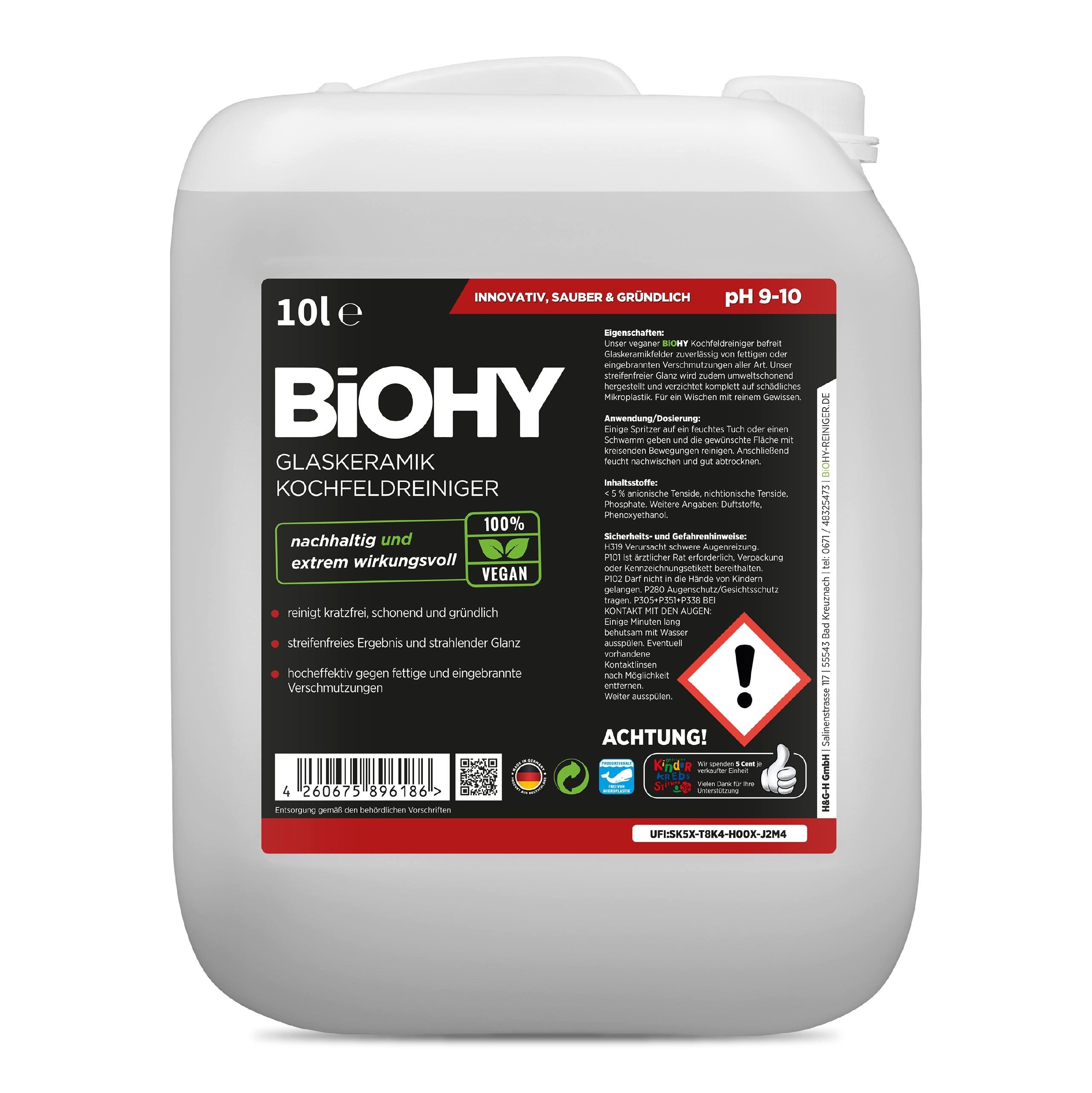 BiOHY Glaskeramik Kochfeldreiniger 1 x 10 Liter Kanister Glasreiniger (1-St)