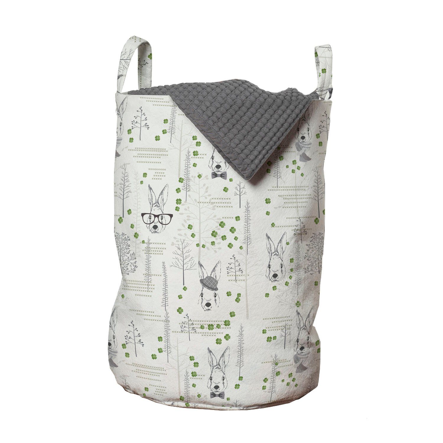 Wäschesäckchen mit Kordelzugverschluss Wäschekorb Waschsalons, Häschen-Köpfe Abakuhaus für Bäume Hase Griffen Klee