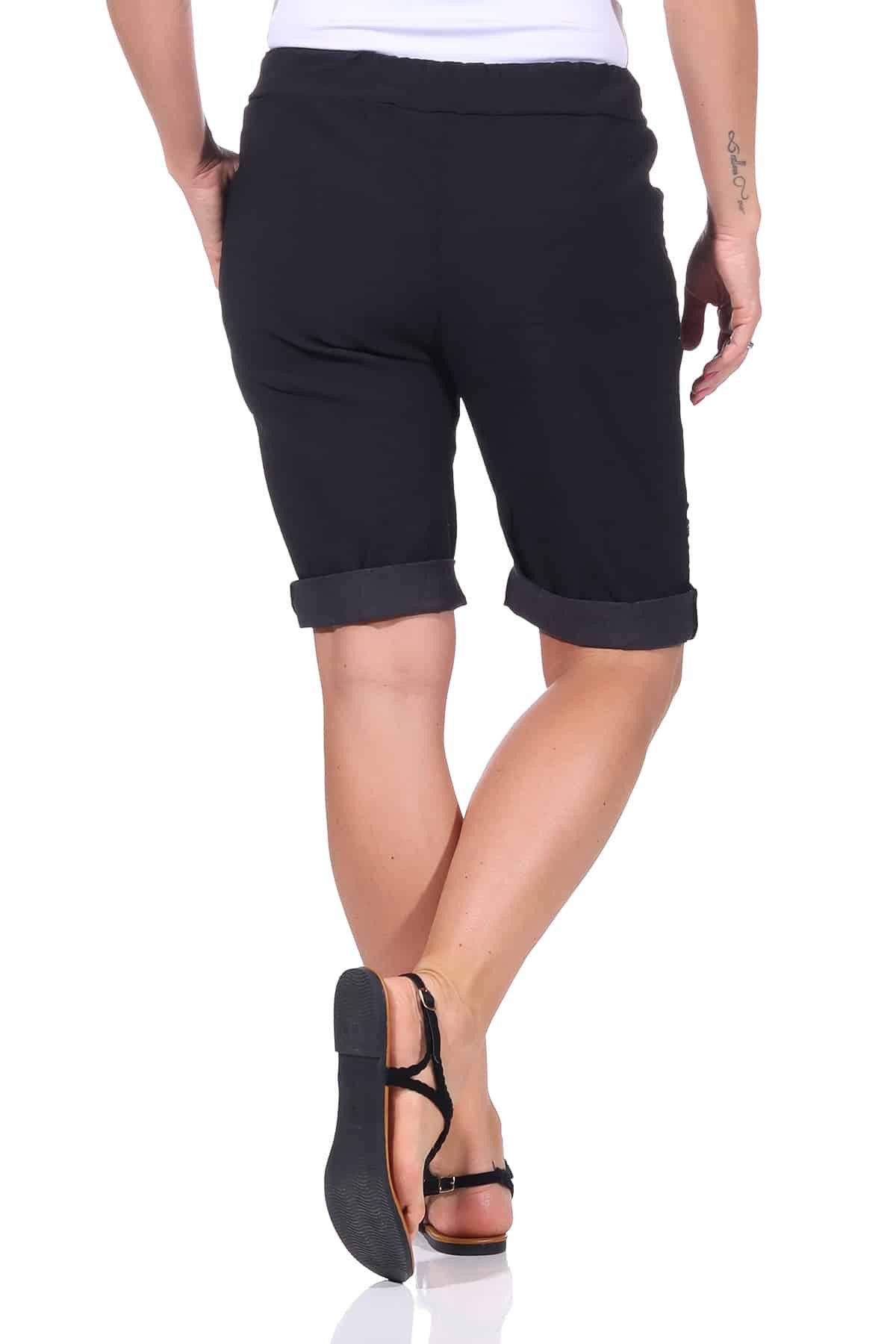 OriginalYou Bermudas Damen Bermuda kurze Sommer Hose im Distressed Look Knitterlook, mit Gummibund & Kordelzug, 38/40 bis 44/46 erhältlich – Bild 3 von 5