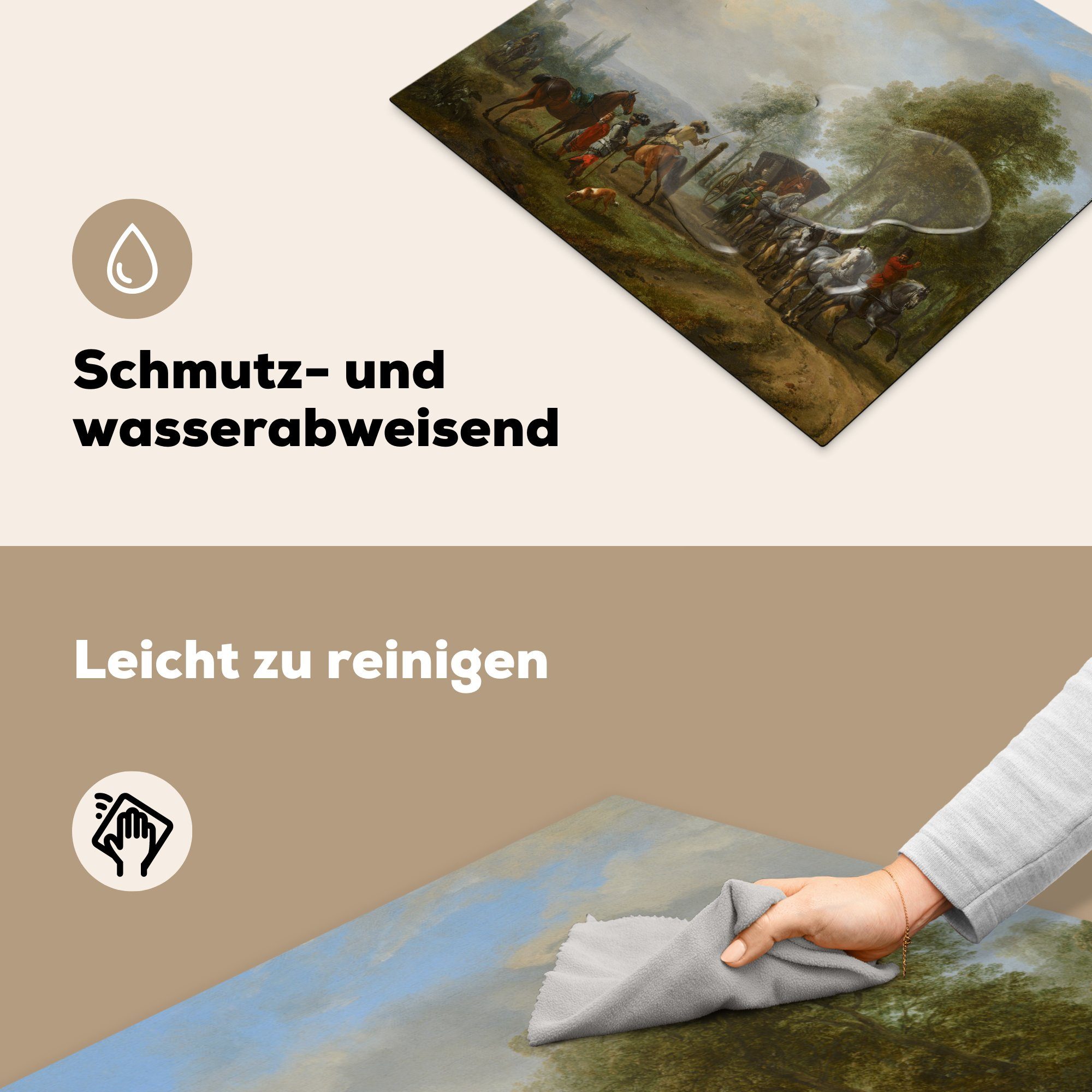 60x52 Vinyl, Die Wouwerman, nutzbar, Mobile tlg), Philips Ceranfeldabdeckung Gemälde MuchoWow (1 Herdblende-/Abdeckplatte Arbeitsfläche - Fahrschule cm, von