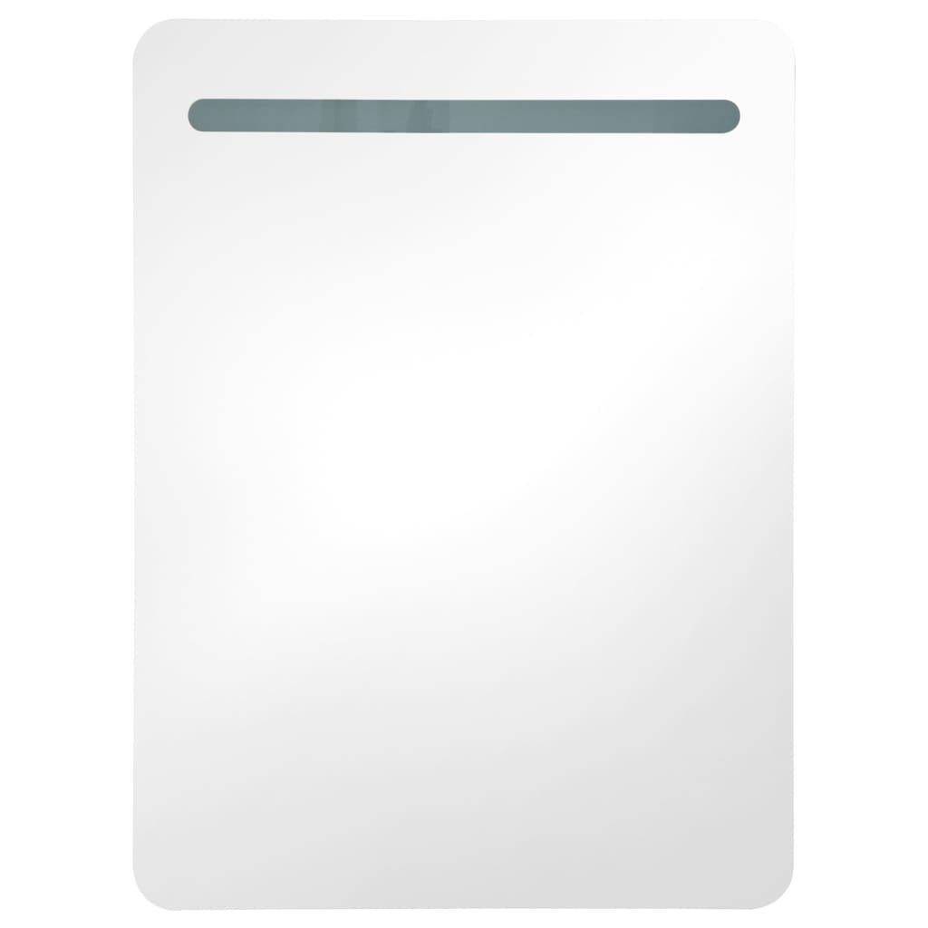 vidaXL Badezimmerspiegelschrank und LED-Spiegelschrank (1-St) weiß silbern 60x11x80 cm