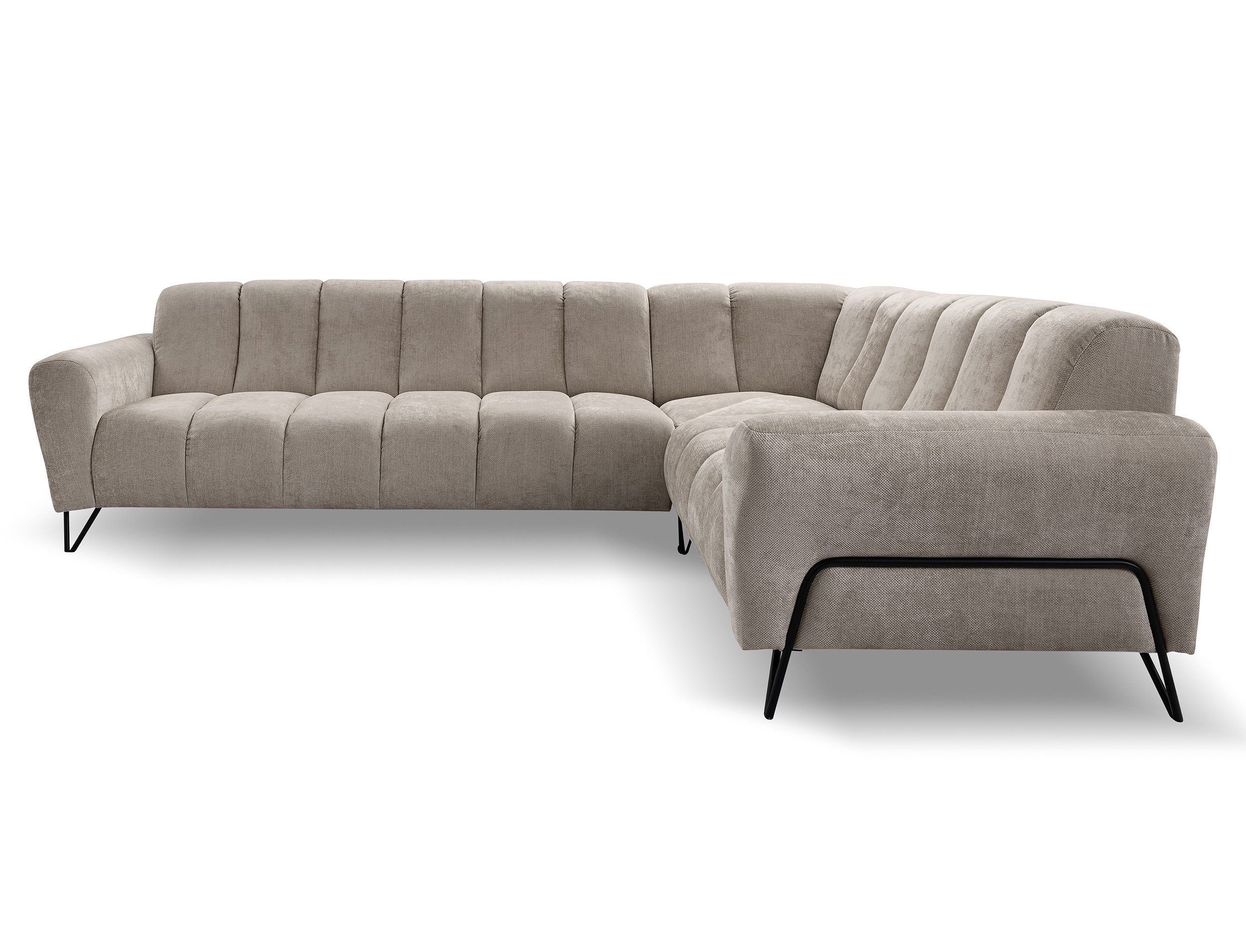 Beautysofa Ecksofa mit Metallbeine in Schwarz VOLARE L, ohne Schlaffunktion, mit höchstem Sitzkomfort – Bild 2 von 5