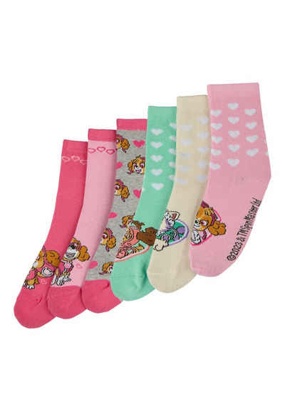 ONOMATO! Socken Paw Patrol Skye Everest Zuma Kinder Mädchen Strümpfe Socken 6er Pack (6-Paar)