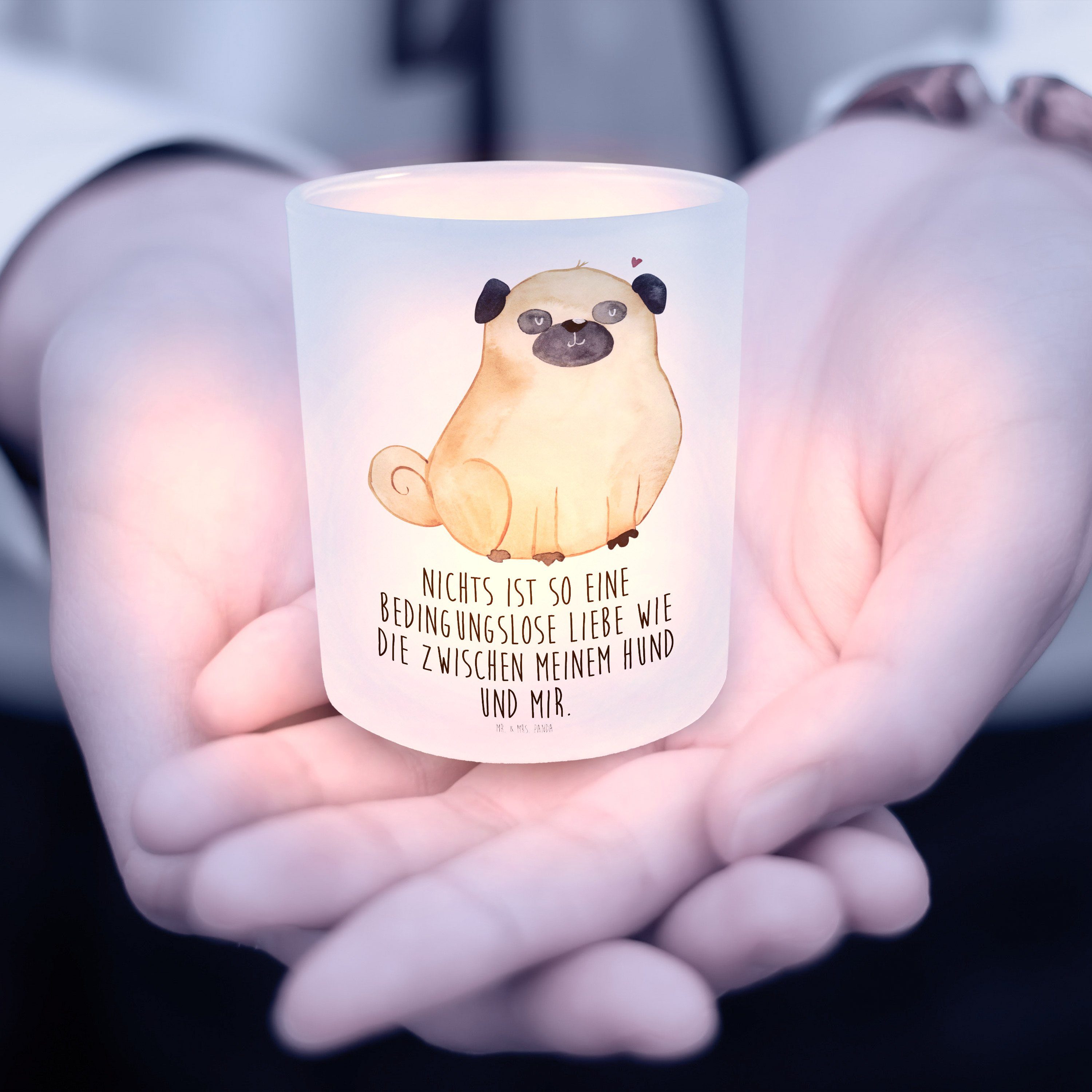 St) Mr. Transparent (1 Panda Geschenk, Mops - Hunderasse, Teelichtglas, Mrs. Kerzenlicht, - Windlicht &