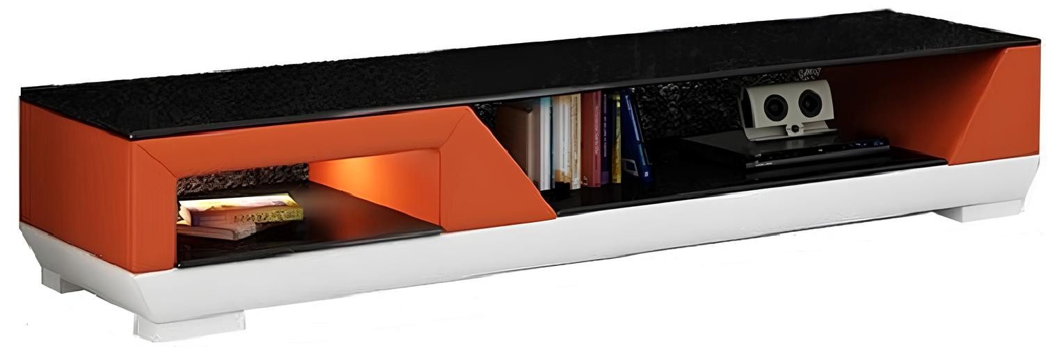 Xlmoebel TV-Board RTV TV-Sideboard mit Leder- und Glasdetails, elegantes Design (RTV TS1007), Hergestellt in Europa