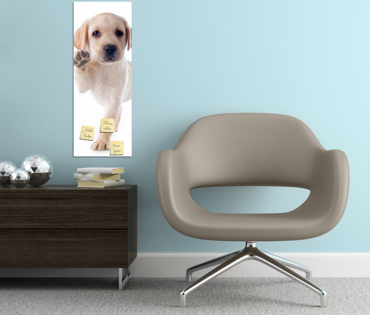 Wallario Memoboard Süßer Labrador-Welpe sagt Hallo