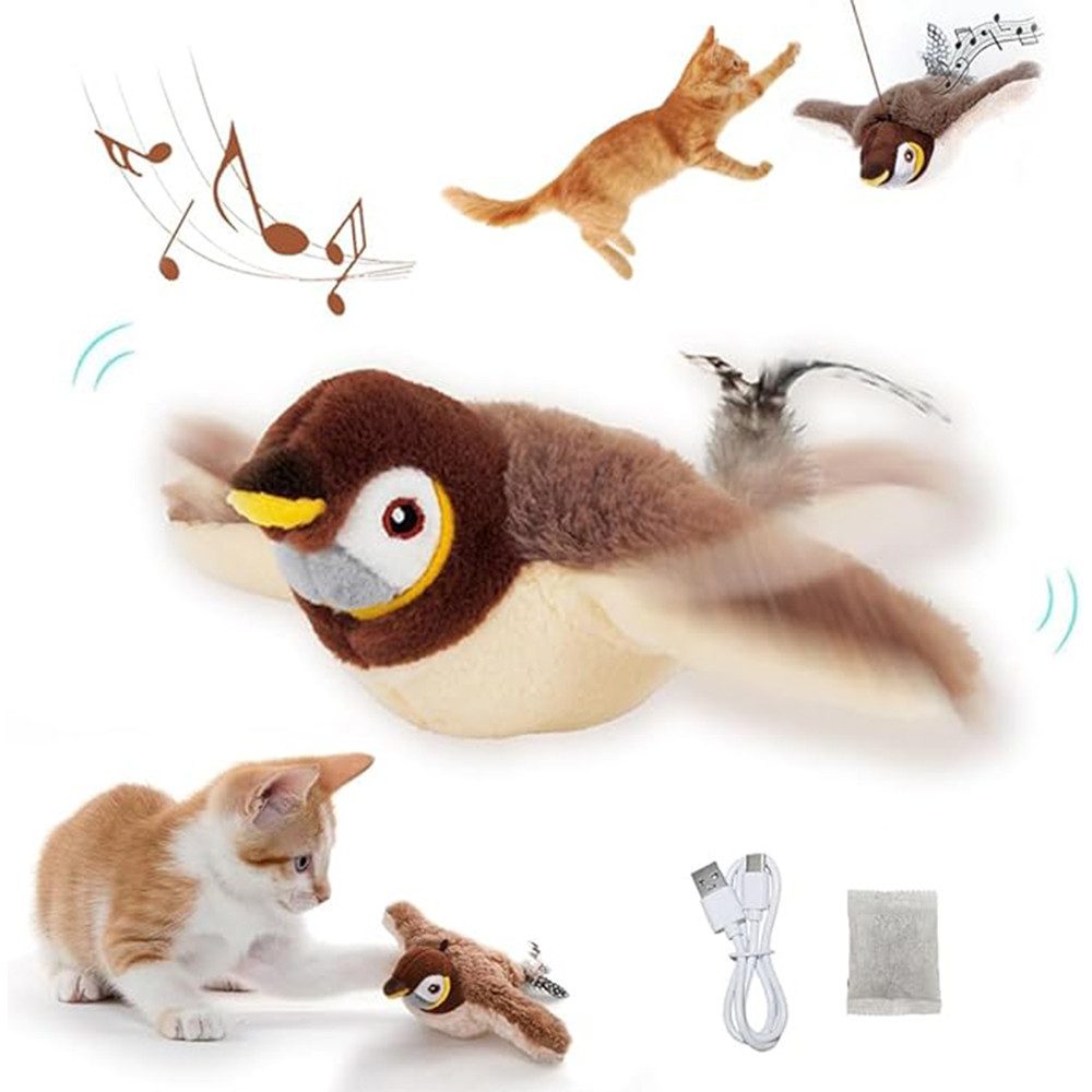 Tier-Intelligenzspielzeug Katzenspielzeug Vogel Elektrisch,Interaktive Spielzeug mit Katzenminze