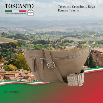 Toscanto Gürteltasche Toscanto Tasche taupe, beige Gürteltasche (Gürteltasche), Damen Gürteltasche Leder, taupe, beige ca. 37cm x ca. 20cm