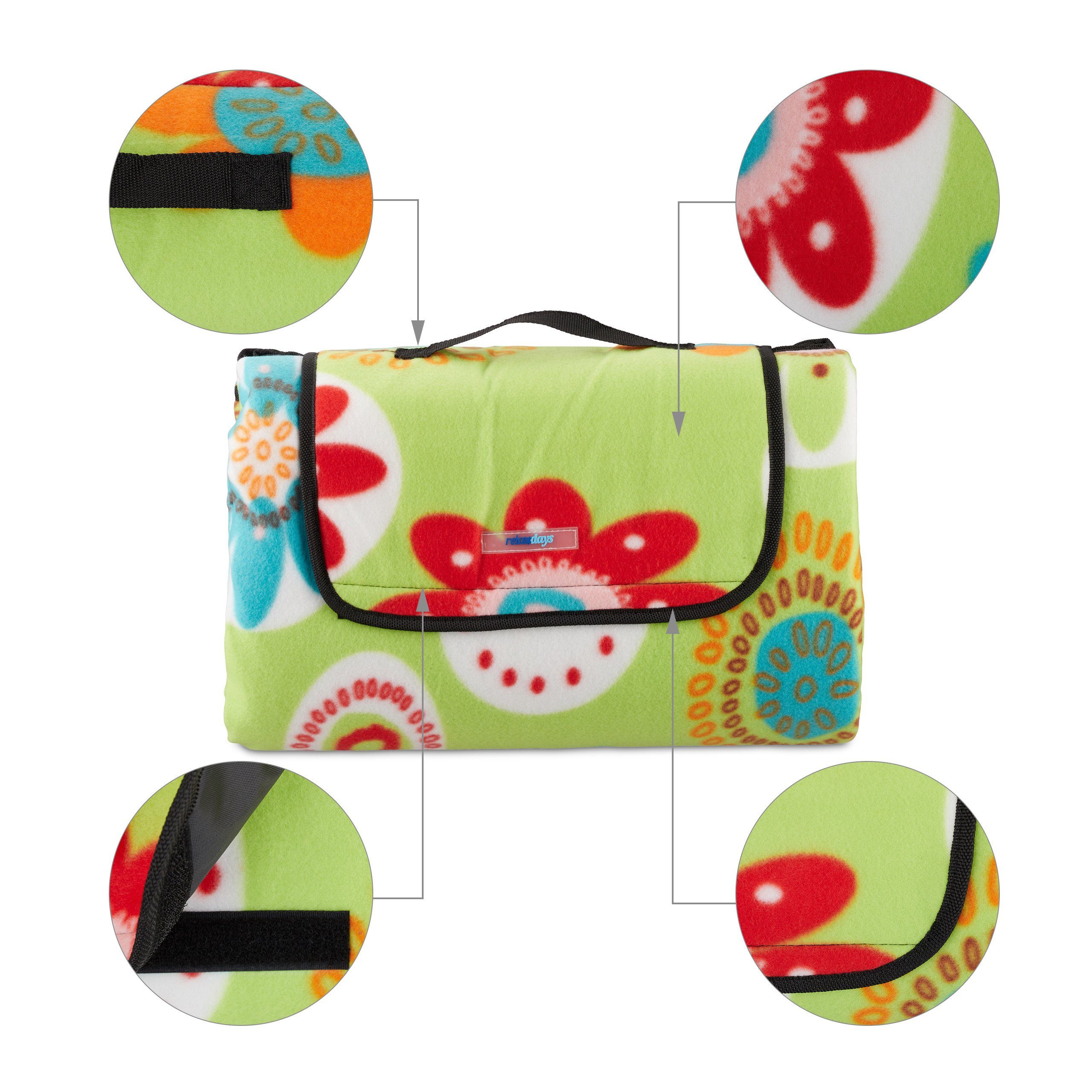 Picknickdecke Blumen grü, relaxdays