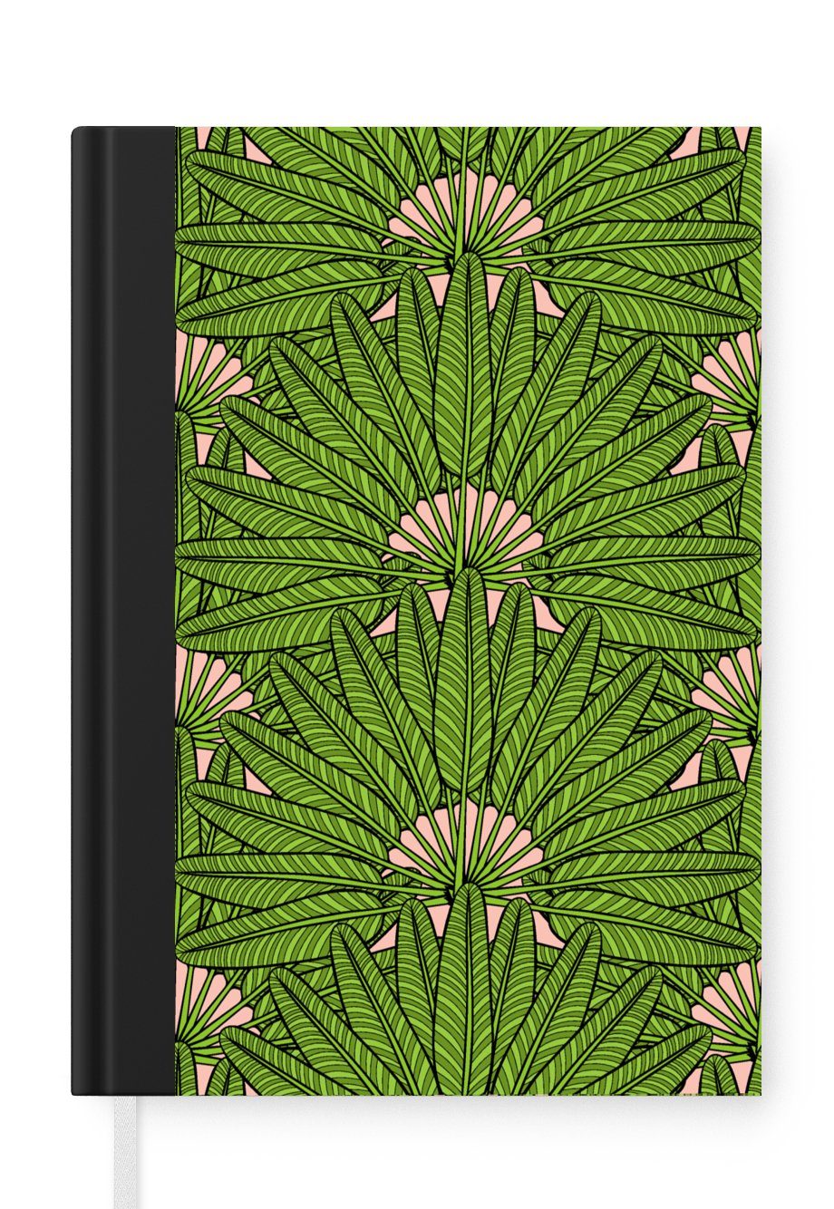 MuchoWow Notizbuch Palmenblatt - Muster - Dschungel - Tropisch, Journal, Merkzettel, Tagebuch, Notizheft, A5, 98 Seiten, Haushaltsbuch